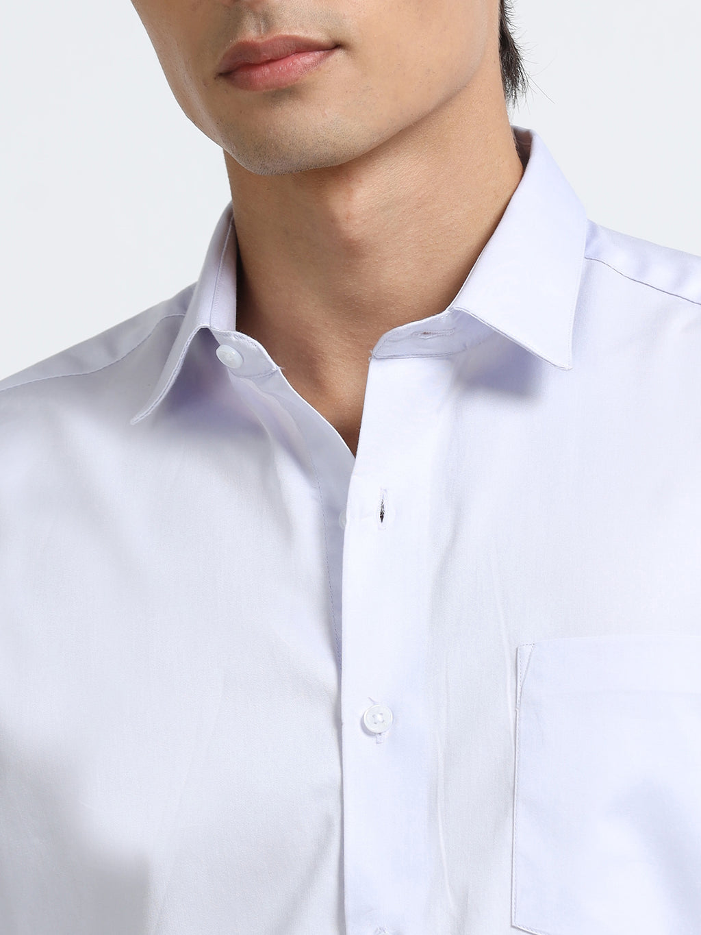 Arctic Lilac Cotton Satin Stretch Solid Shirt