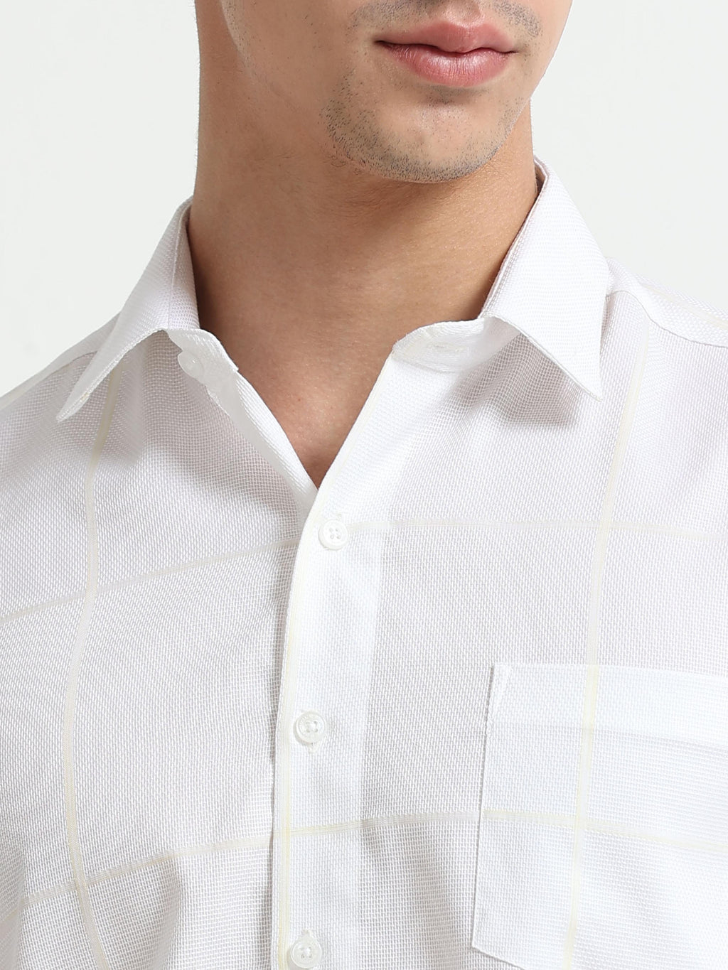 Ivory Honeycomb Structured Shirt
