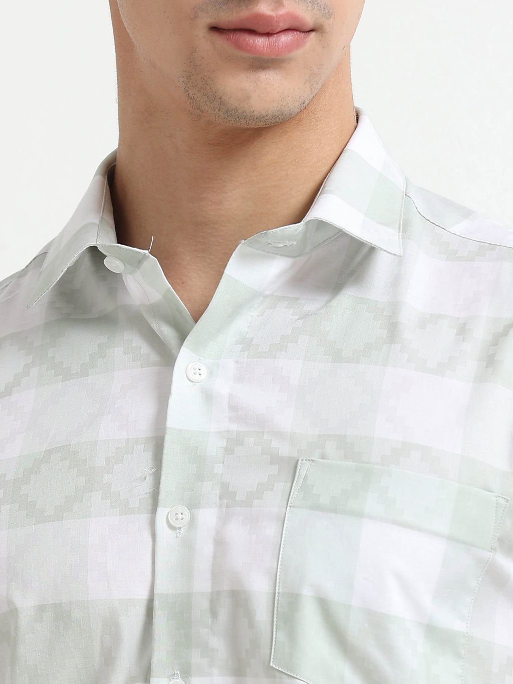 Pistachio Check Artisan Jacquard Shirt