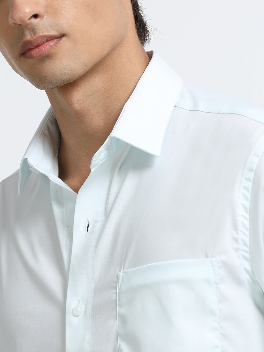 Glacier Peak Cotton Satin Stretch Solid Shirt