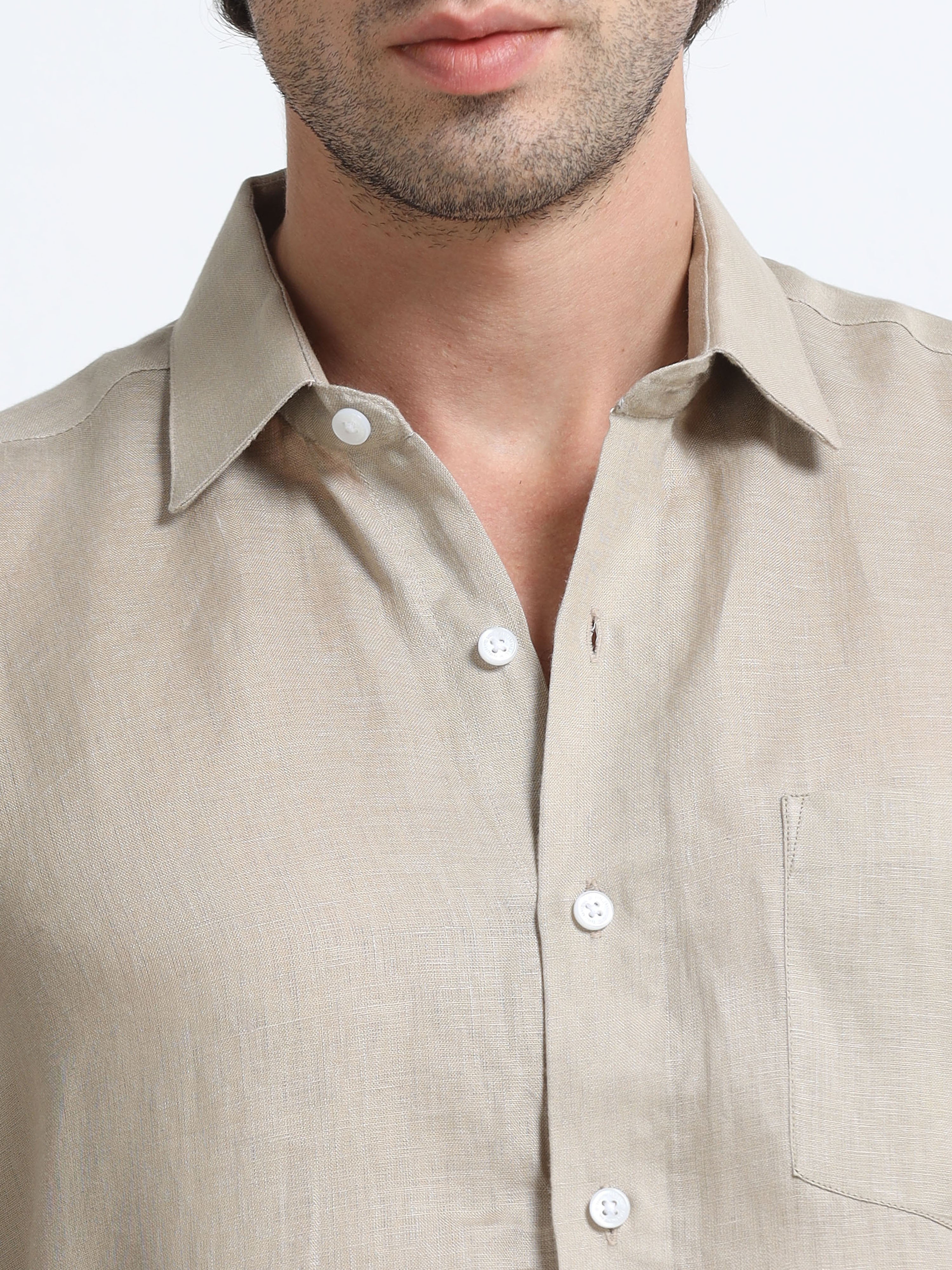 Sahara Sand Linen Solid Shirt