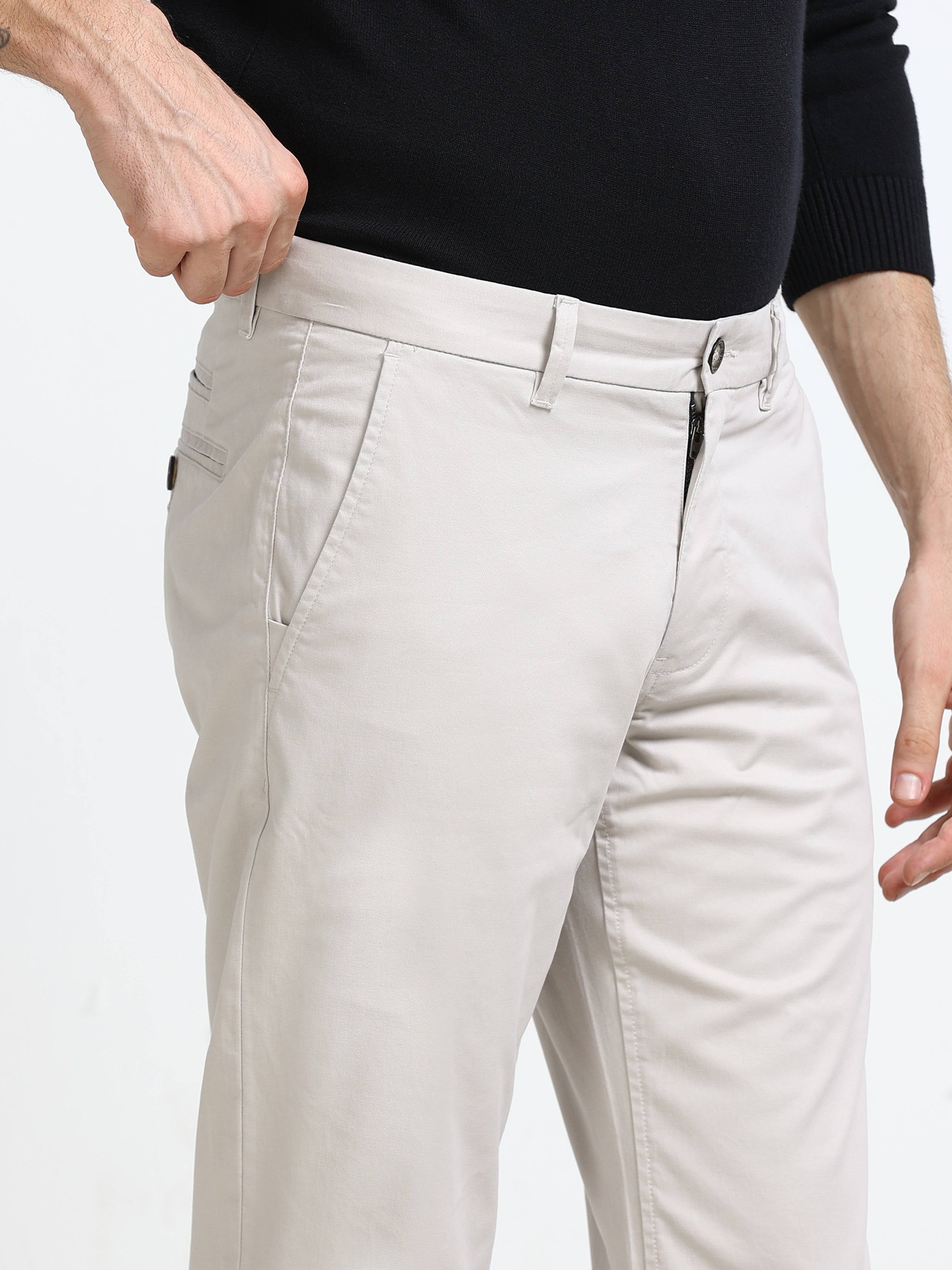 LIGHT ASH CONVERSE COTTON LYCRA STRECTH TROUSERS