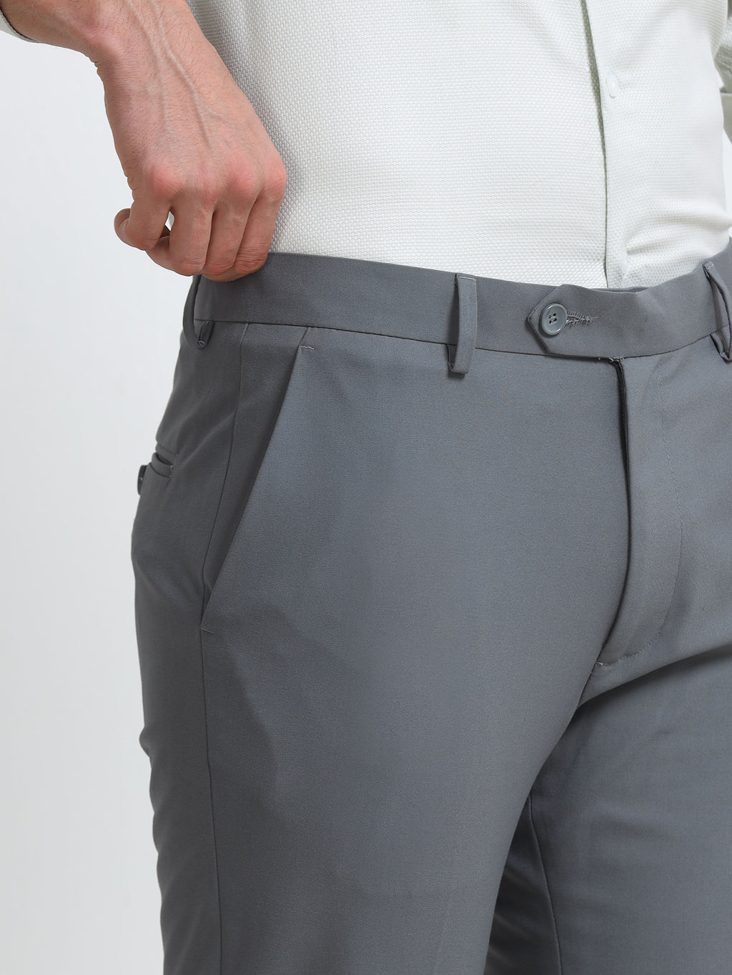 SLATE GREY 4 WAY STRETCH VISCOSE BLEND FORMAL PANT