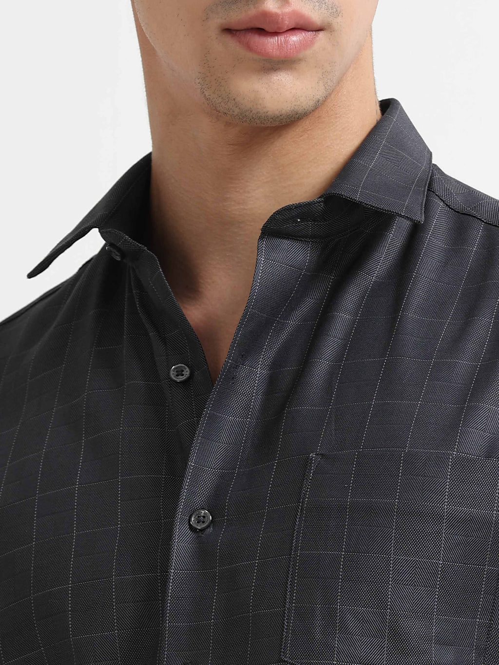 Iron Grey Diamond Matrix Jacquard Shirt