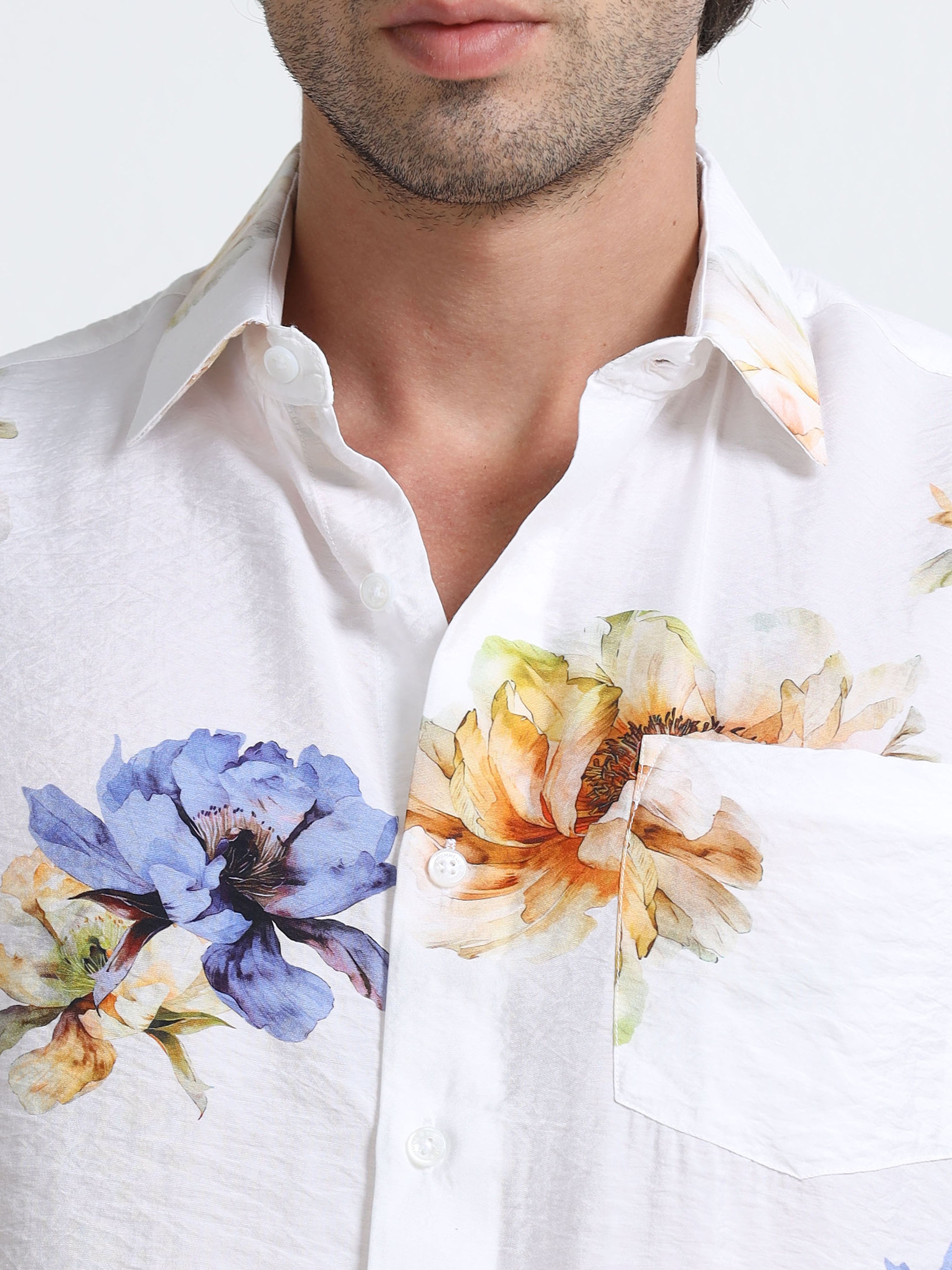 Riviera Bloom Cotton Crinkle Printed Shirt