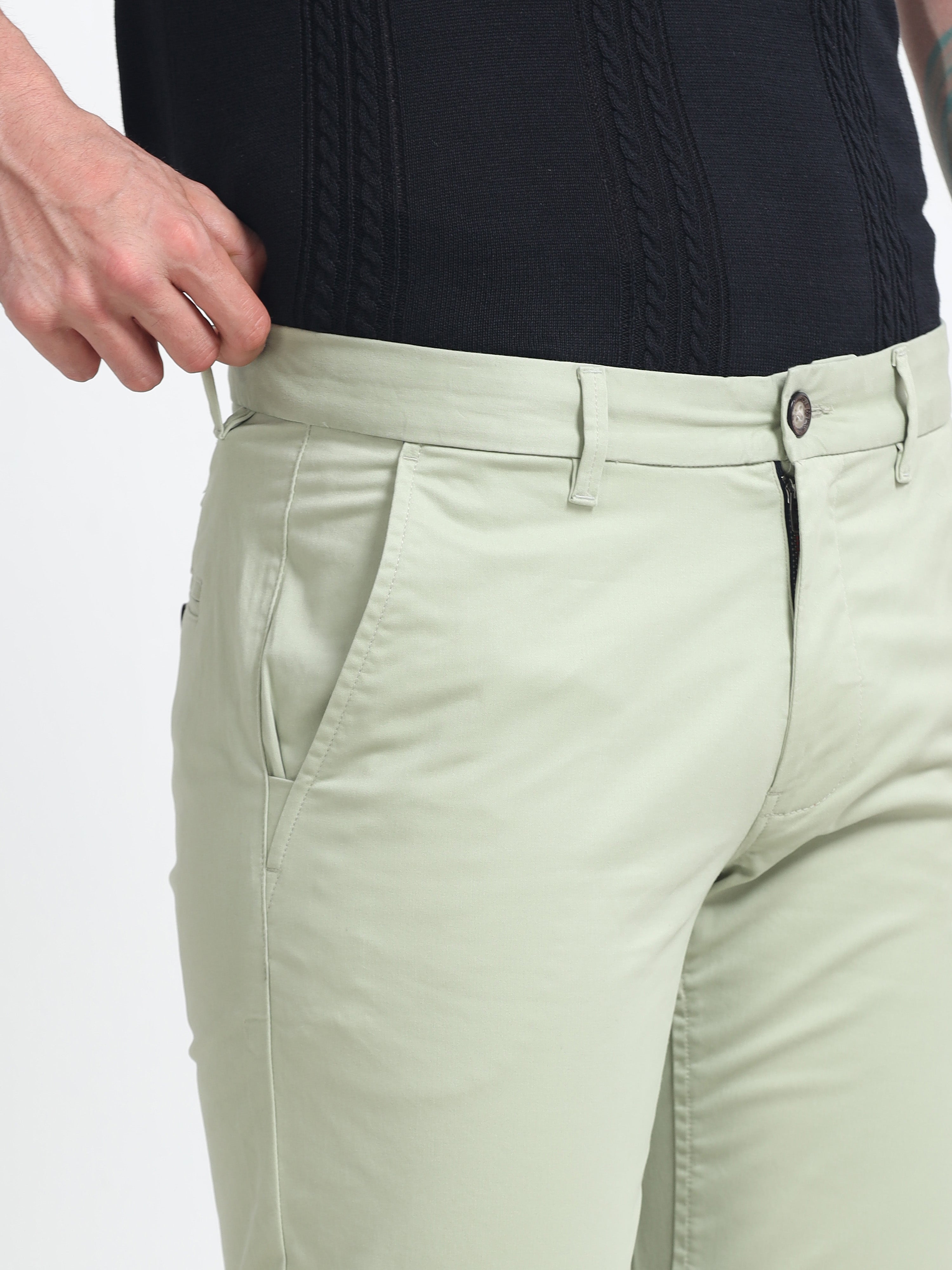 PISTA GREEN CONVERSE COTTON LYCRA STRECTH TROUSERS