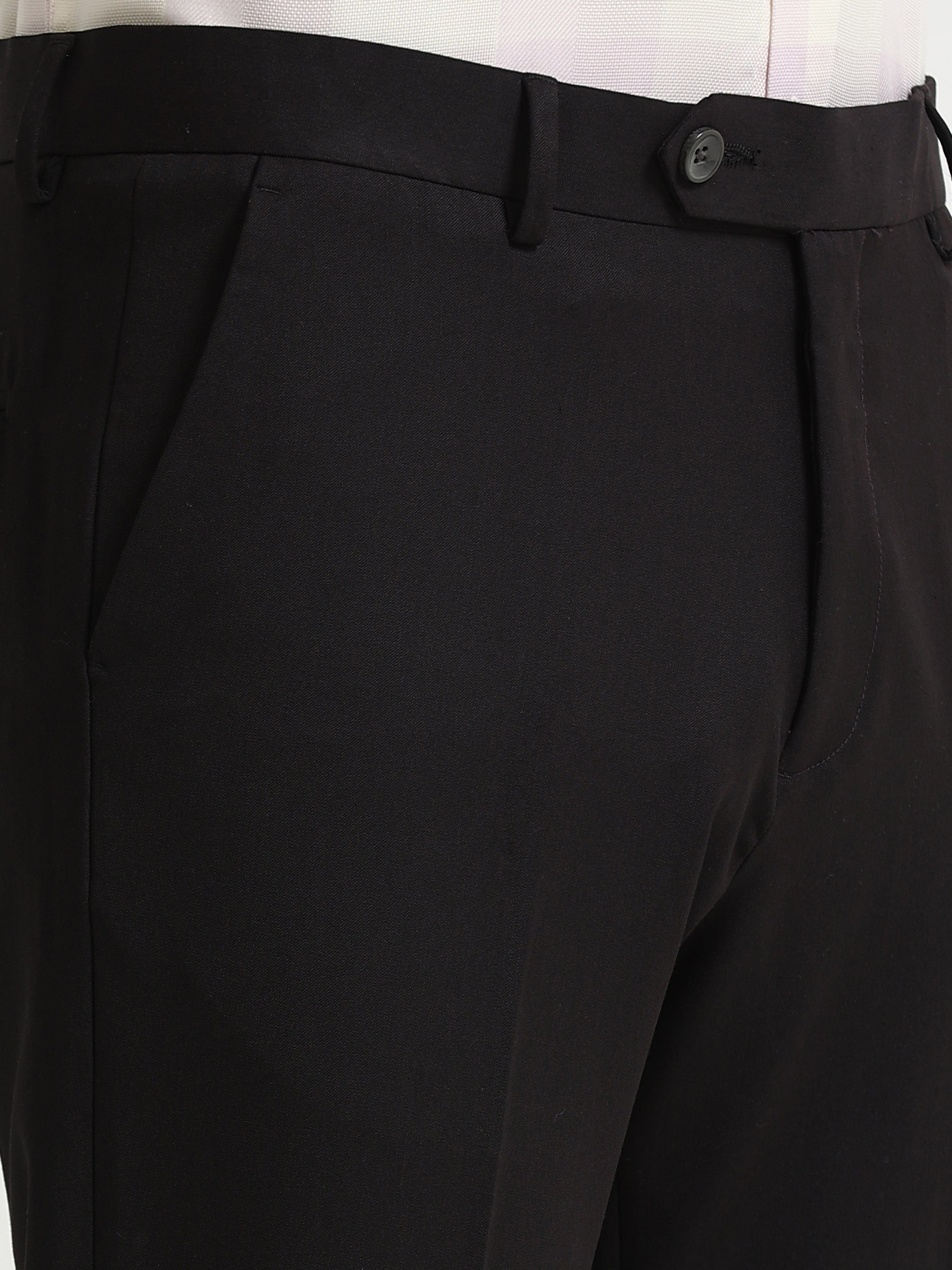 BLACK 4 WAY STRETCH VISCOSE BLEND FORMAL PANT
