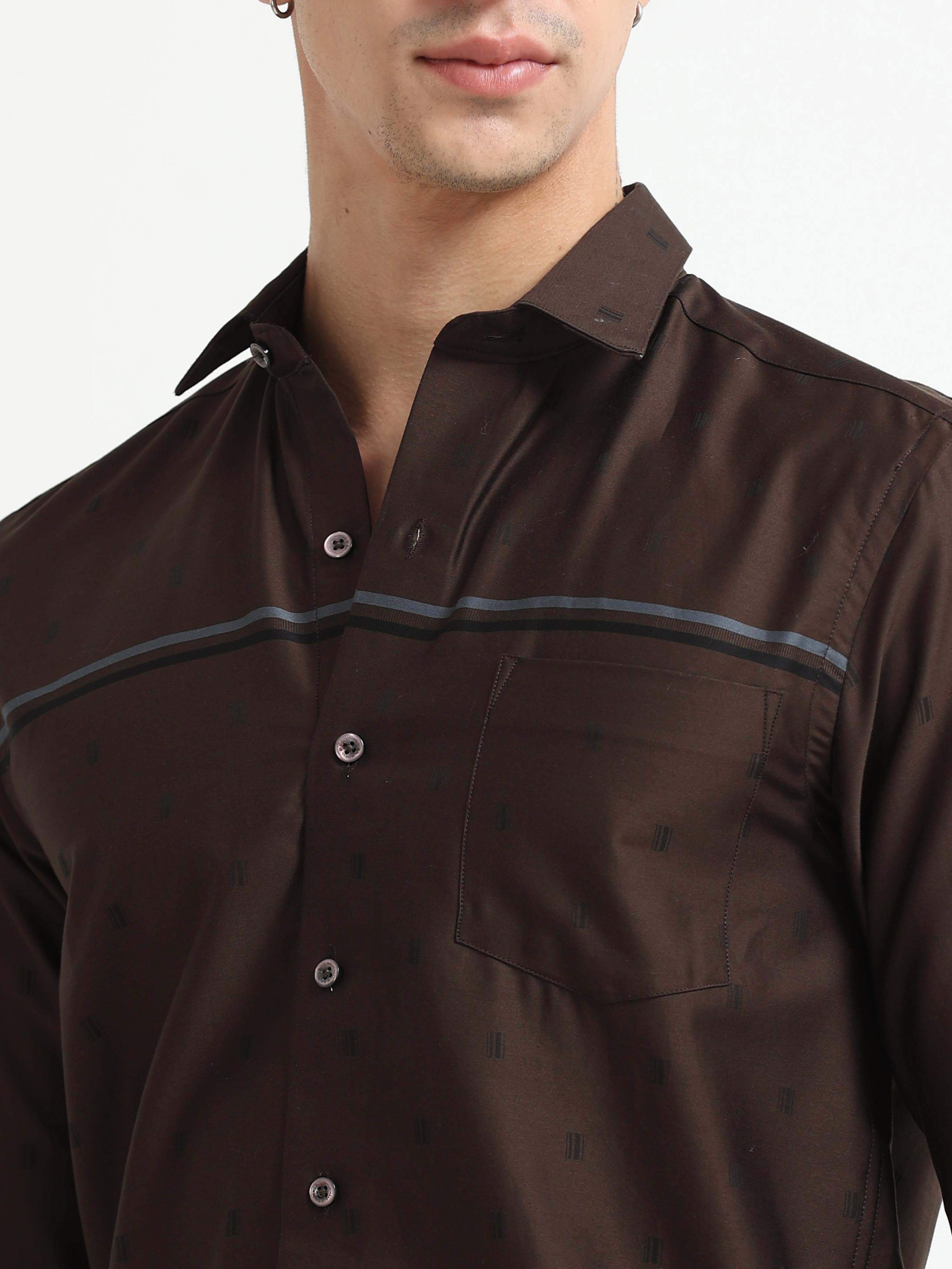 Mocha Luxe Stripe Textured Shirt