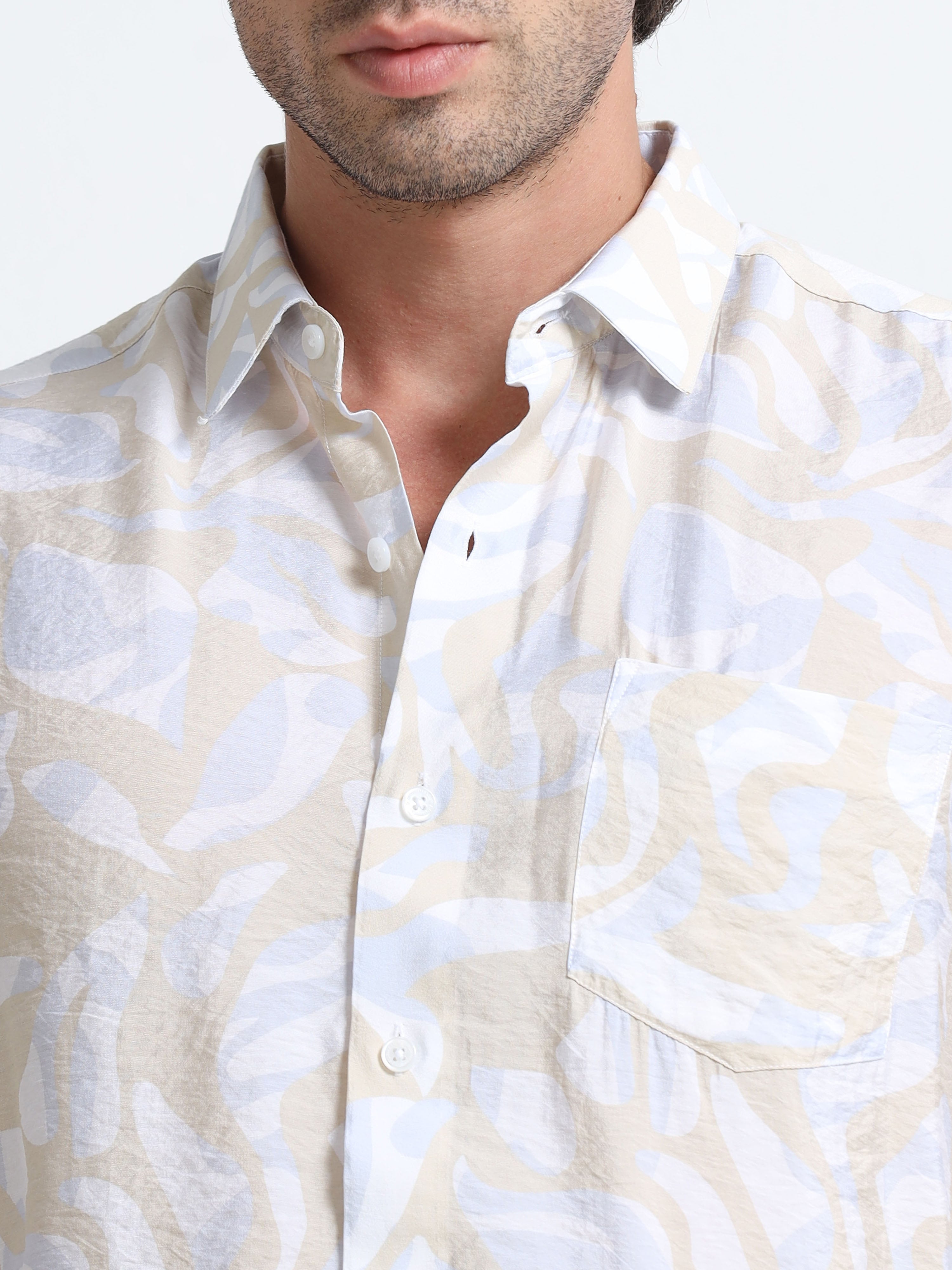 Sahara Mist Cotton Crush Printed Shirt