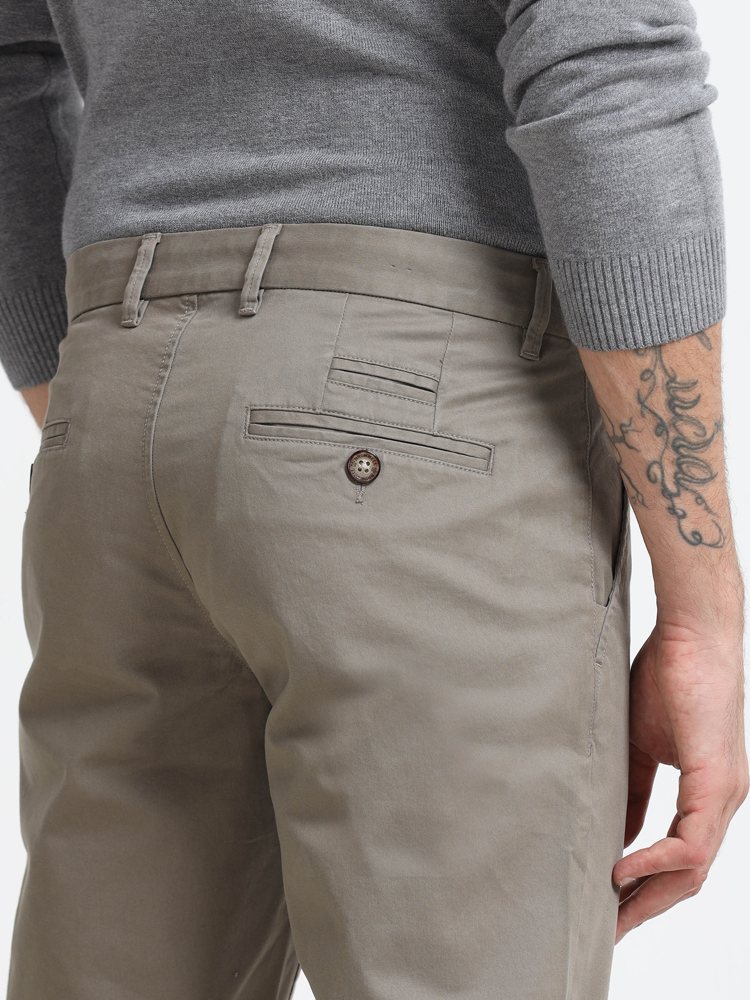 LIGHT KHAKI GAP TWILL STRETCH TROUSERS