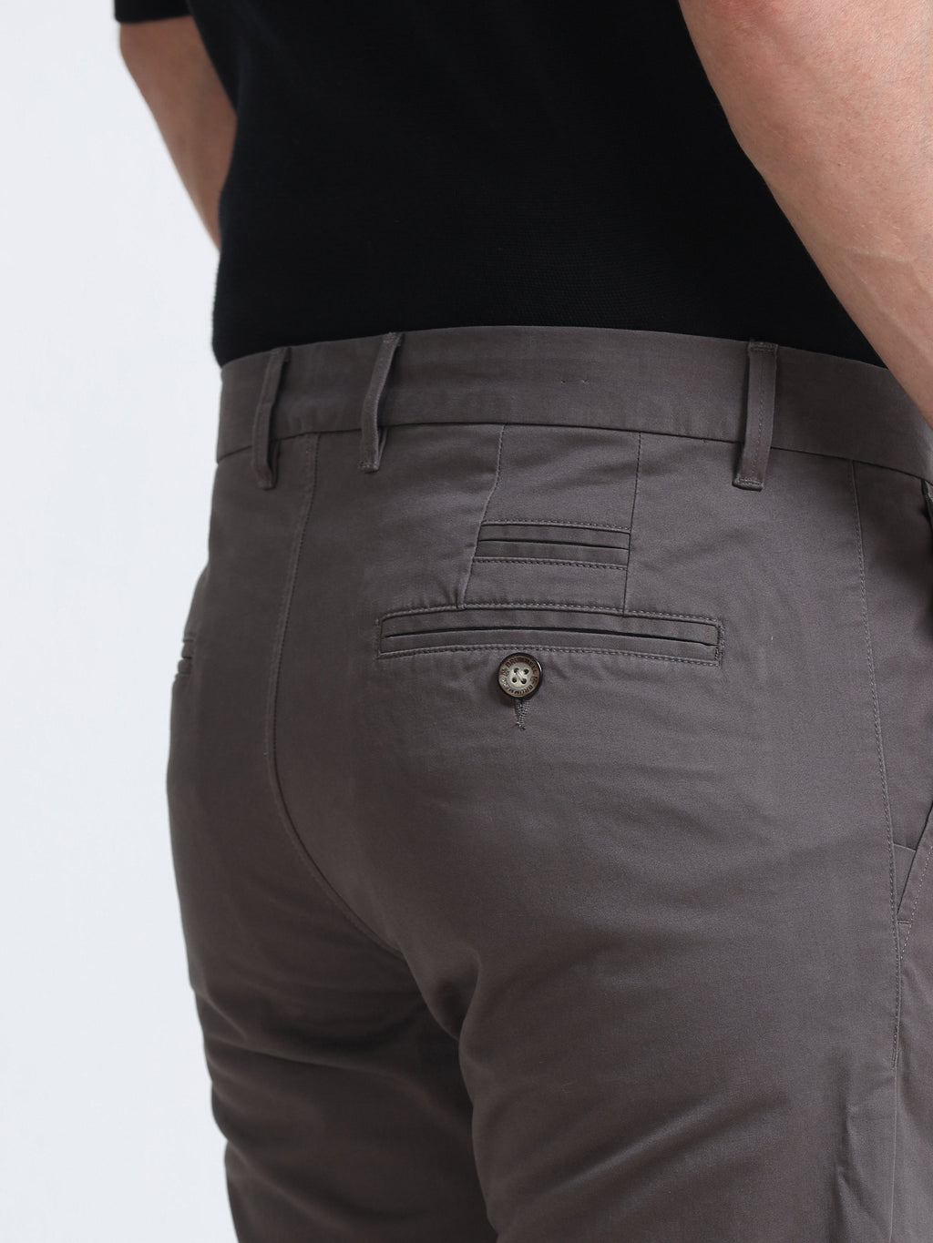 CEMENT GREY CONVERSE COTTON LYCRA STRECTH TROUSERS