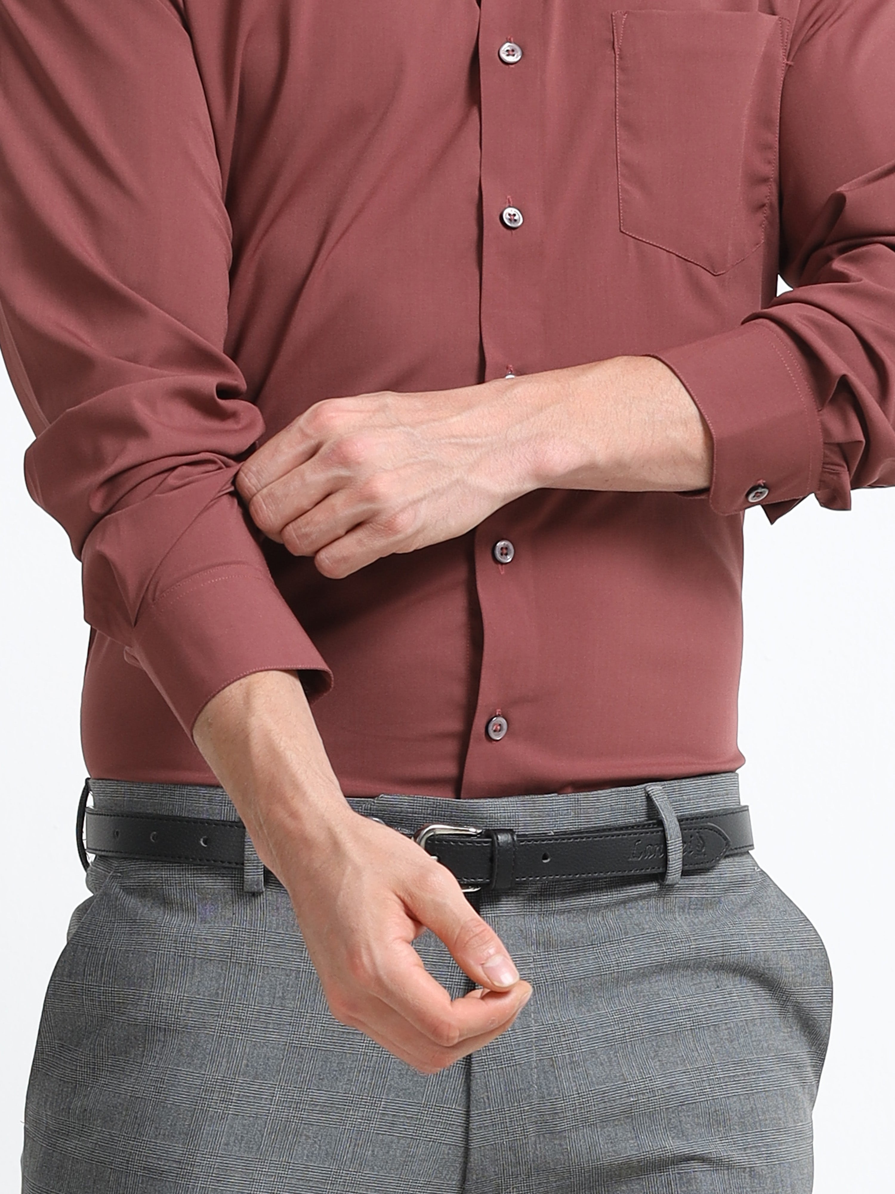 Marsala Royale Cotton Satin Stretch Solid Shirt