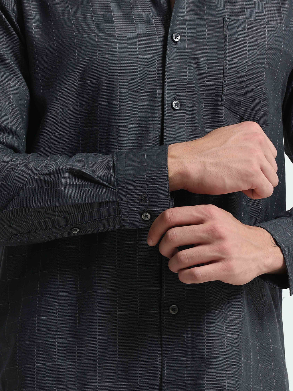 Iron Grey Diamond Matrix Jacquard Shirt