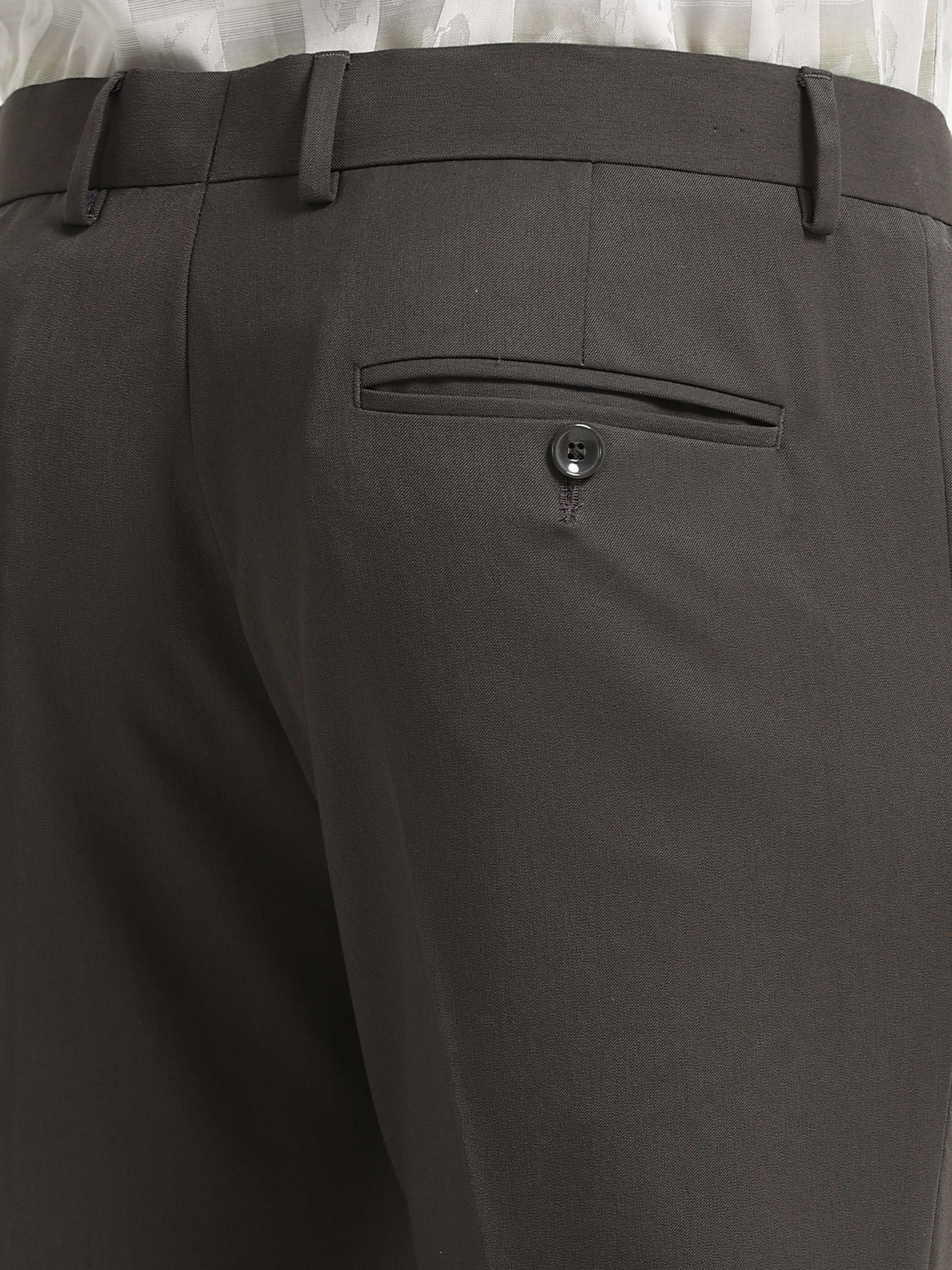 DARK GREY 4 WAY STRETCH VISCOSE BLEND FORMAL PANT