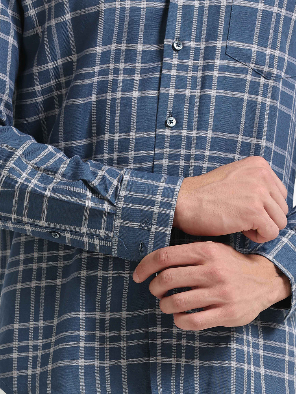 Graphite Blue Textured Check Jacquard Shirt