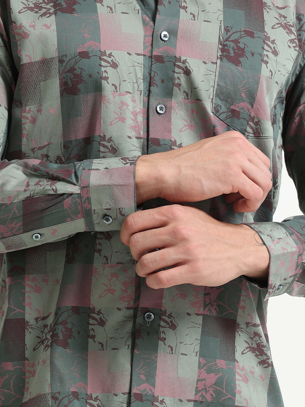 Abstract Forest Jacquard Check Shirt