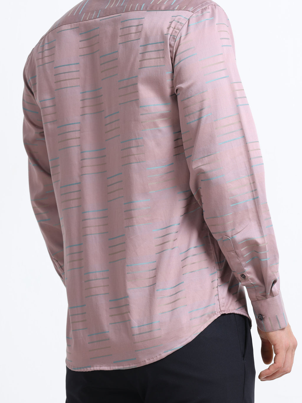 Gilded Mist Artisan Linear Micro Print Shirt
