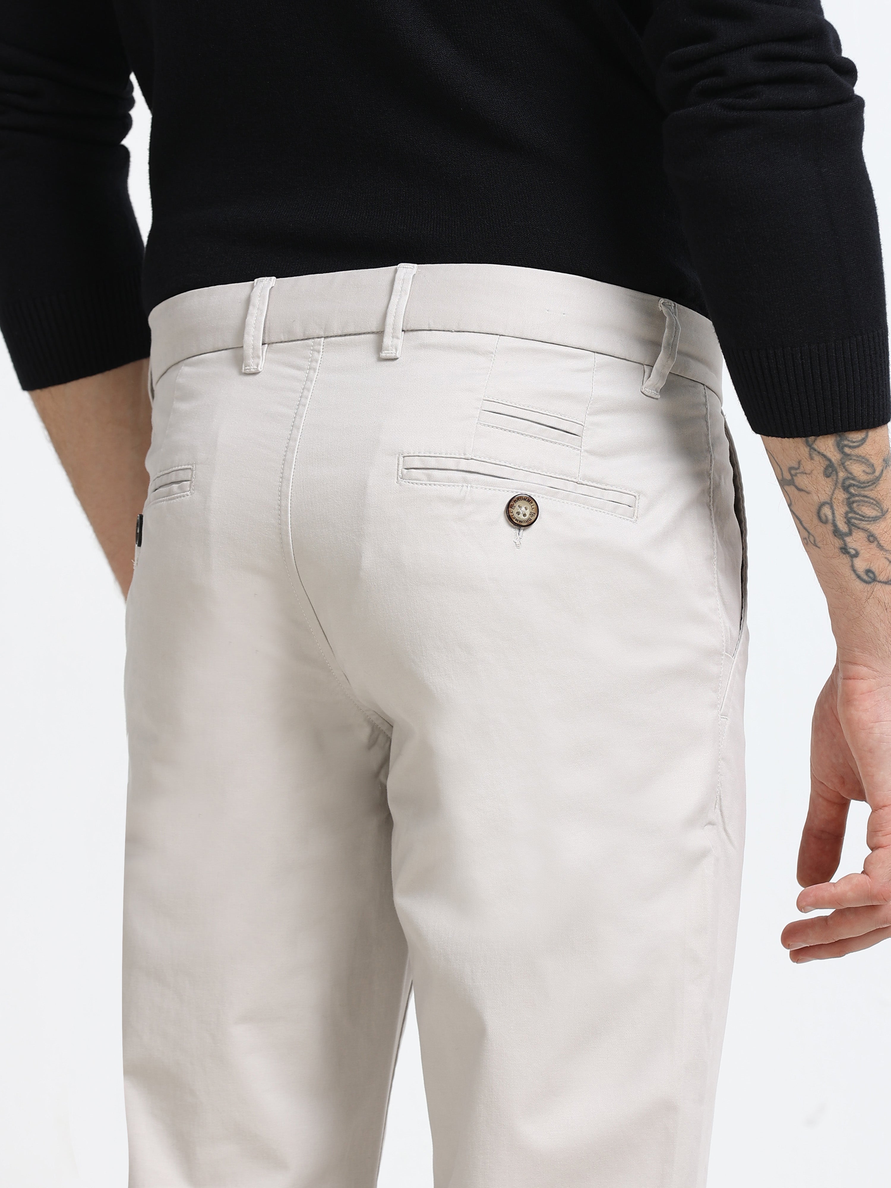 LIGHT ASH CONVERSE COTTON LYCRA STRECTH TROUSERS