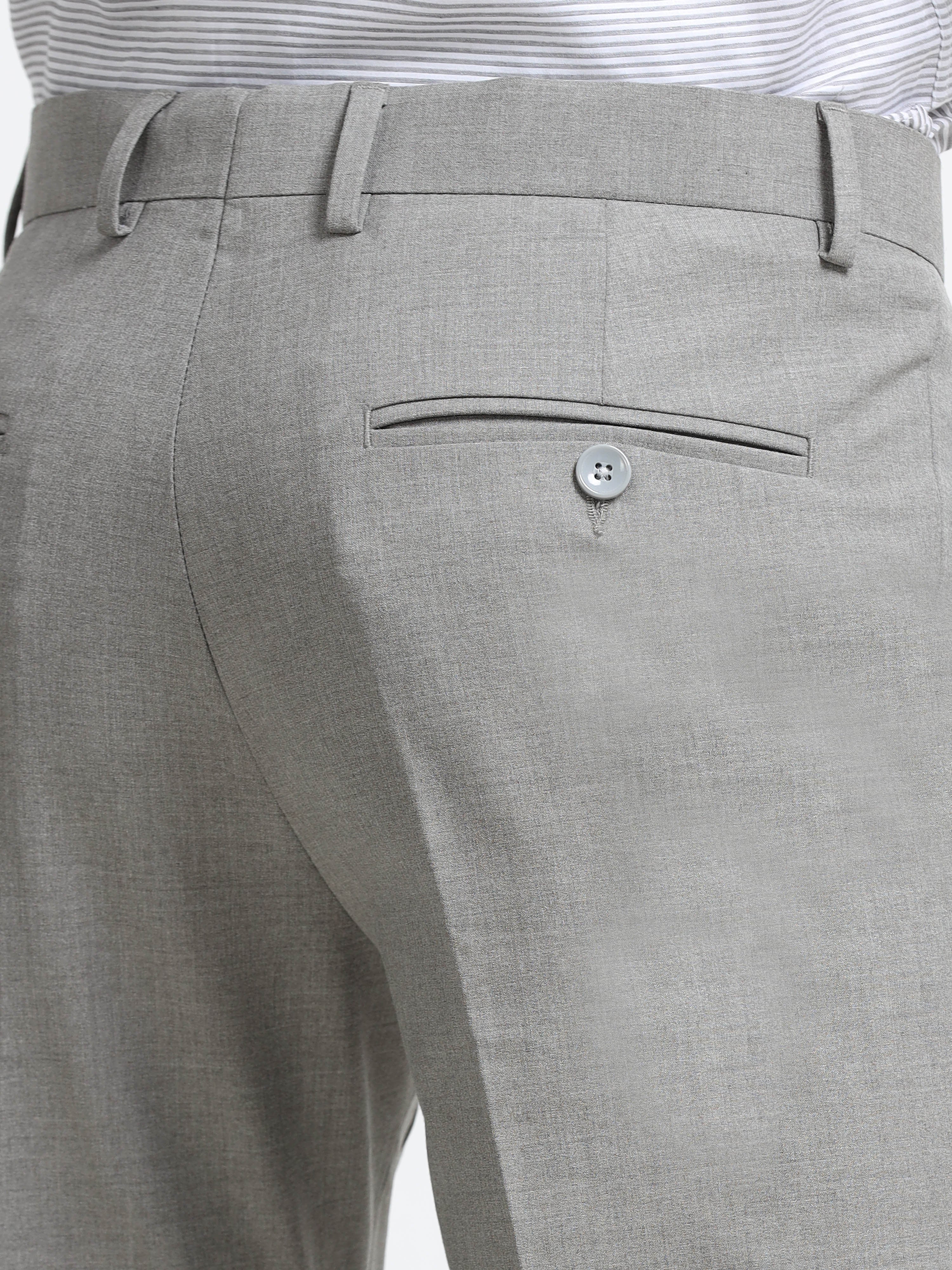 CEMENT GREY 4 WAY STRETCH VISCOSE BLEND FORMAL PANT