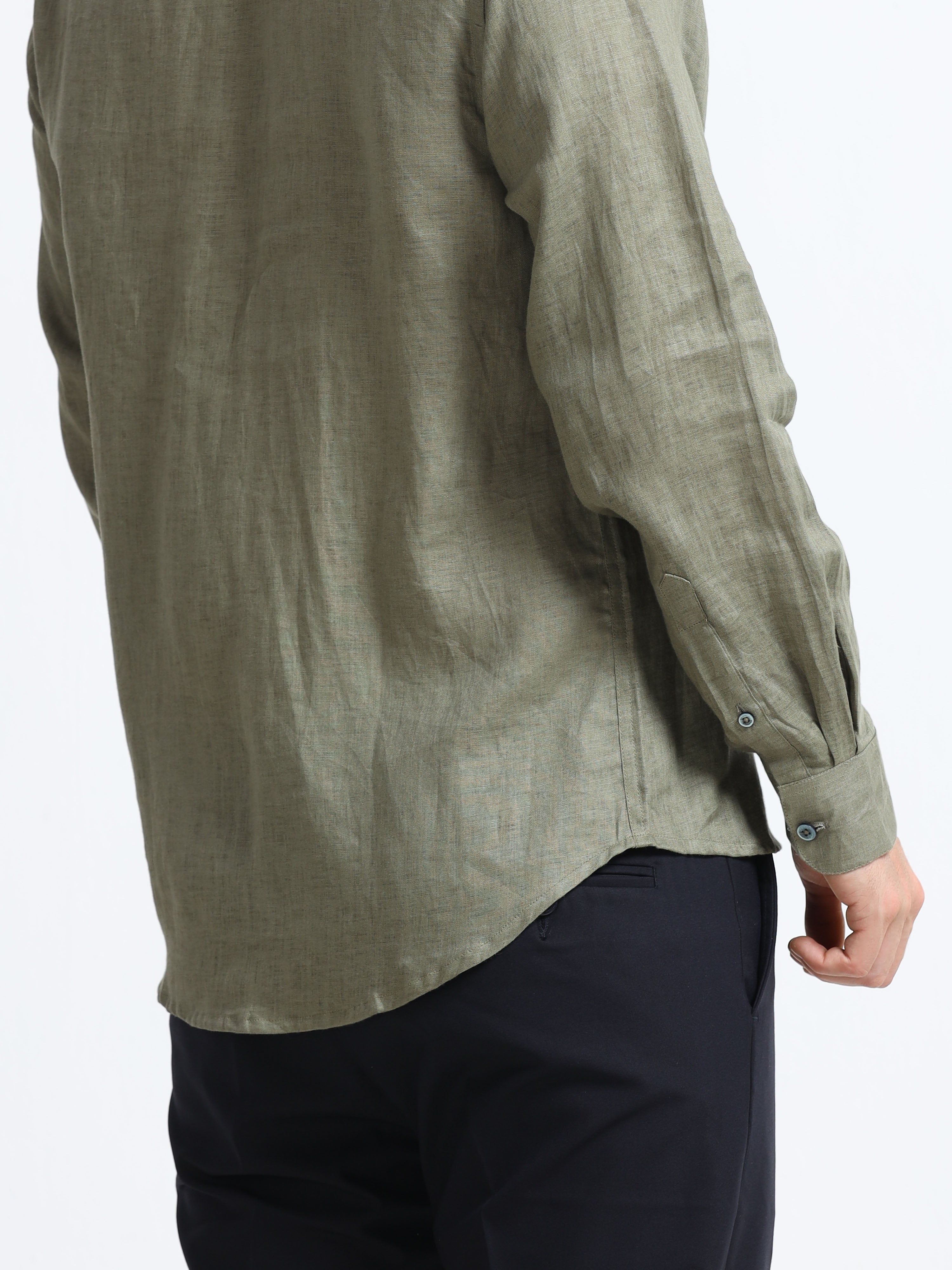 Rustic Olive Essential Linen Solid Shirt