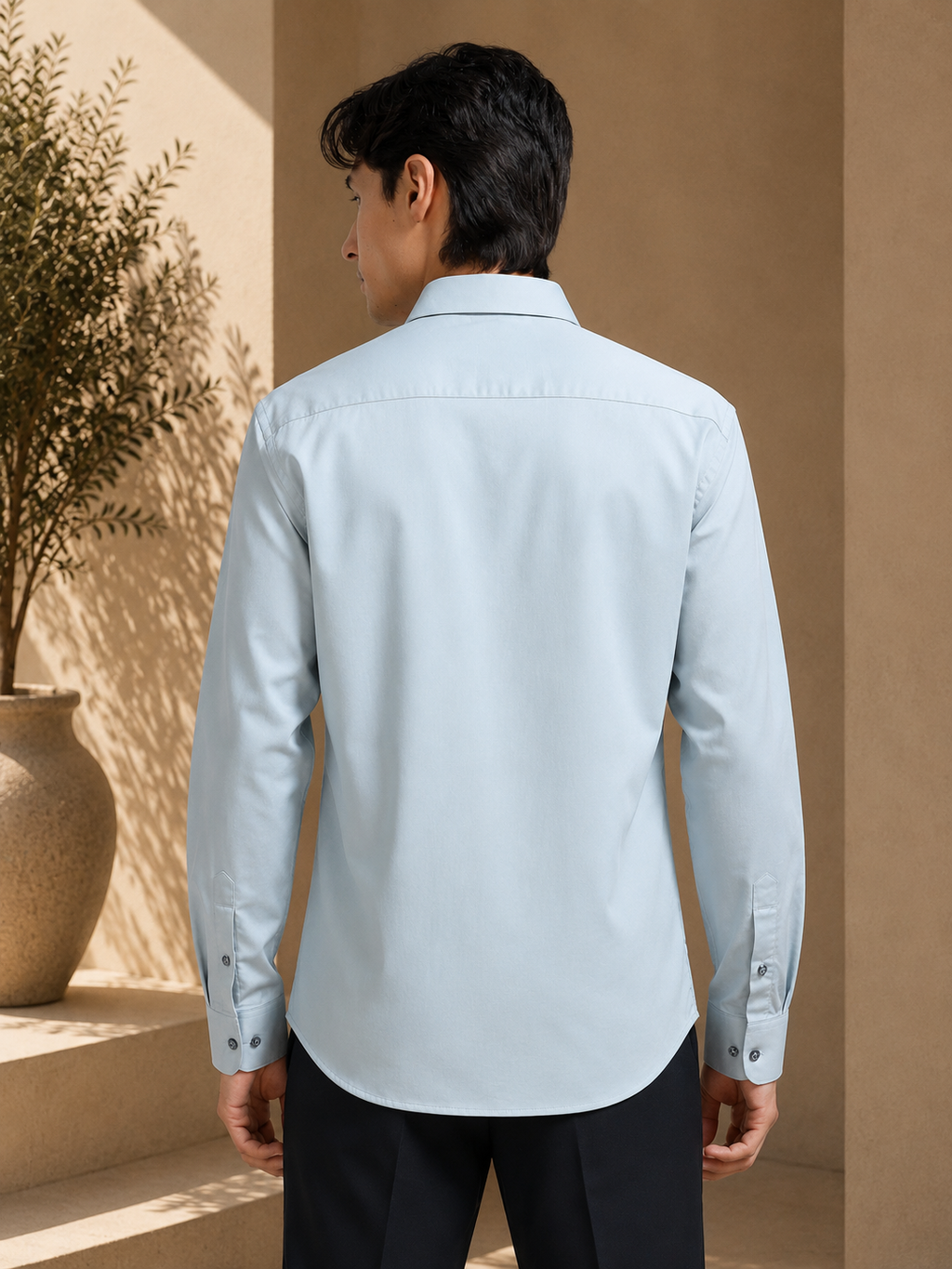 Arctic Mint Cotton Satin Stretch Solid Shirt