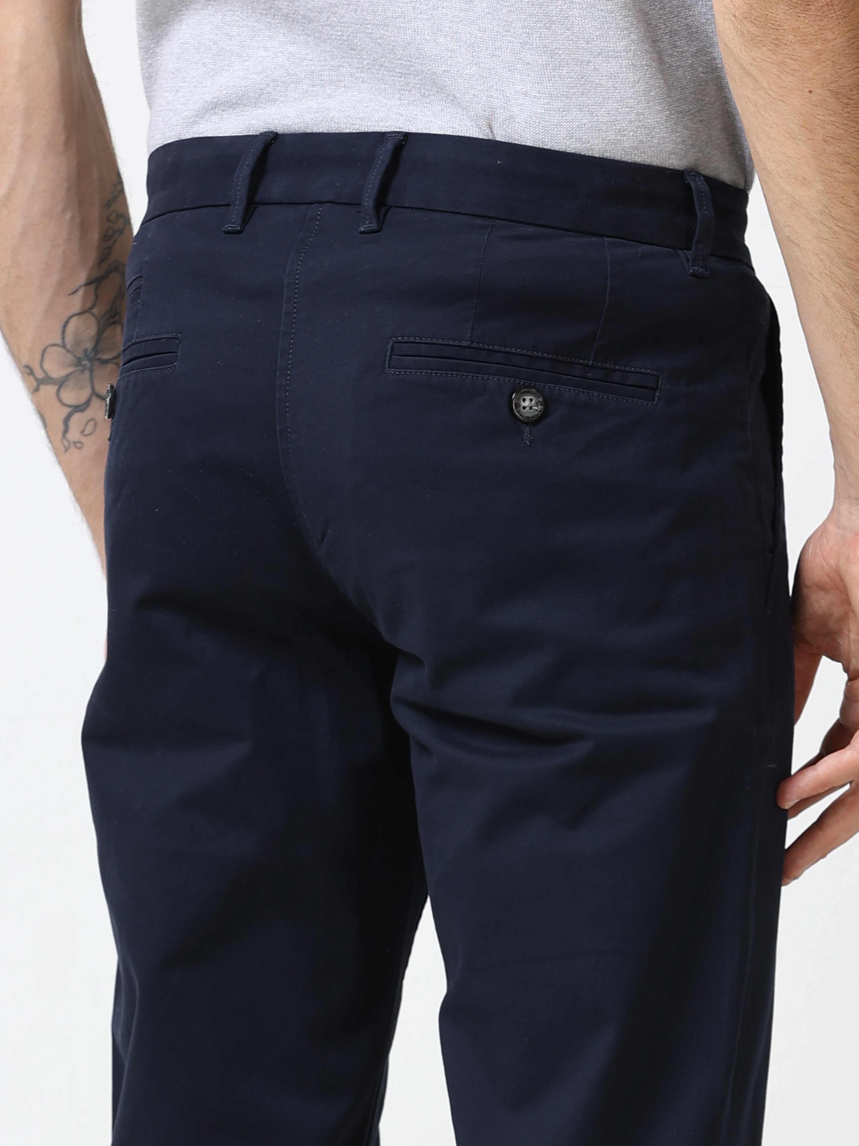 DARK NAVY GAP TWILL STRETCH TROUSERS