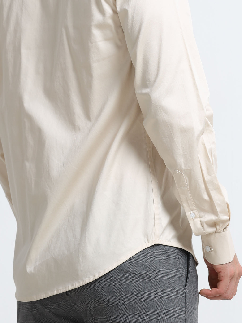 Champagne Luster Cotton Satin Stretch Solid Shirt