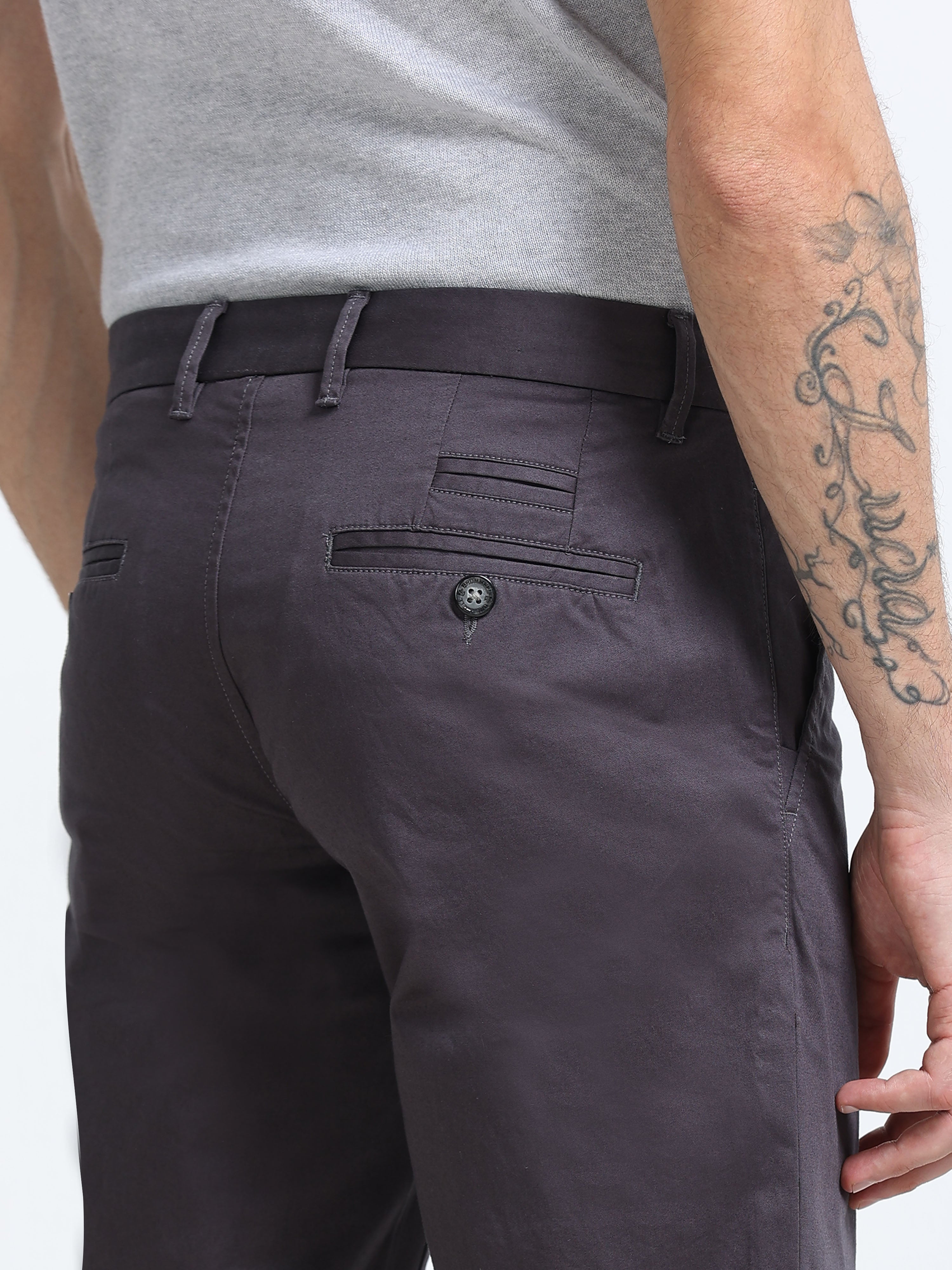 DARK GREY GIZZA COTTON TROUSER