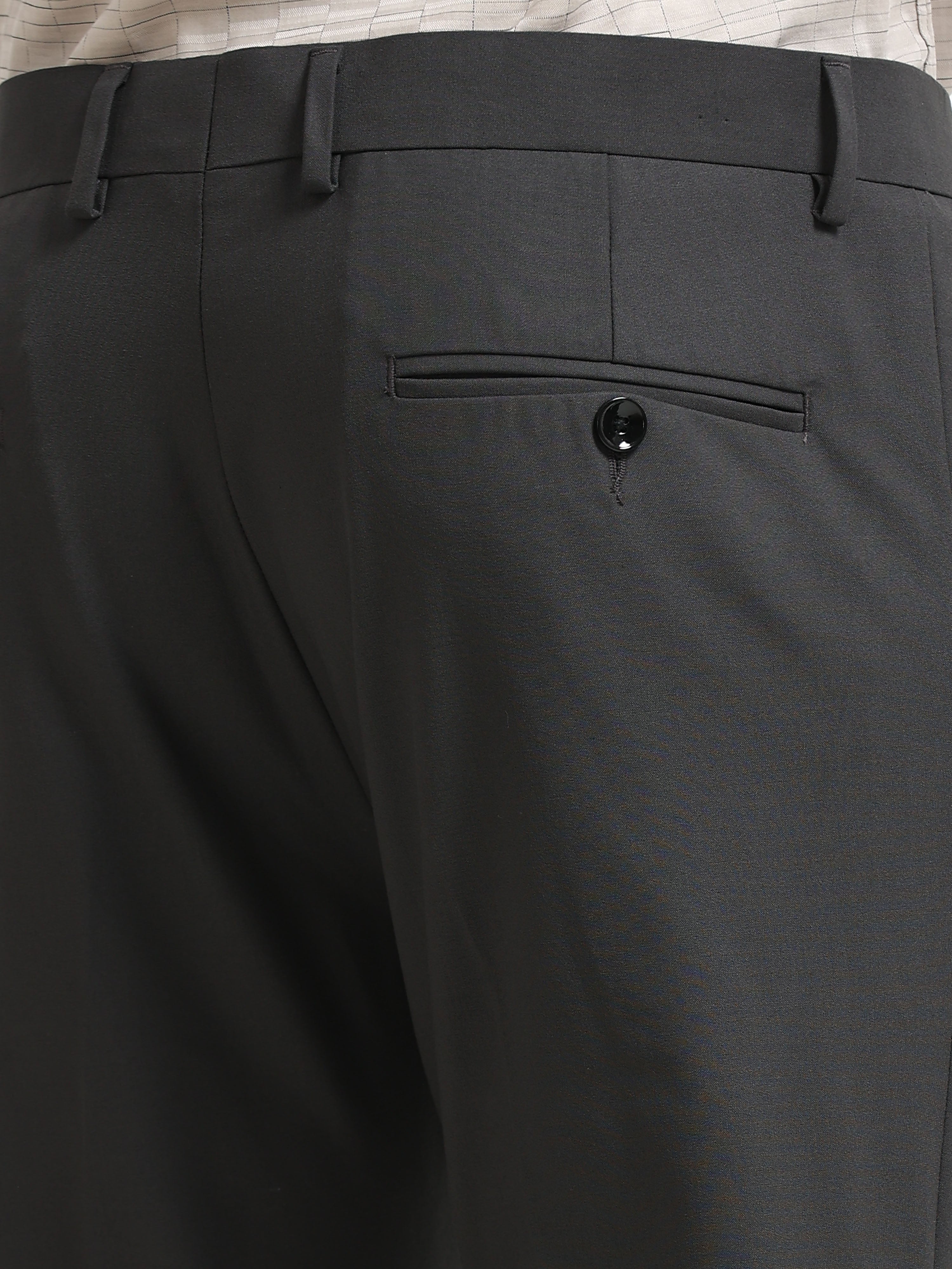CHARCOAL 4 WAY STRETCH VISCOSE BLEND FORMAL PANT