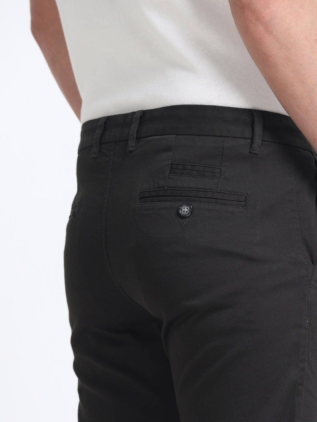 DARK GREEN DOBBIES COTTON LYCRA BLEND TROUSER