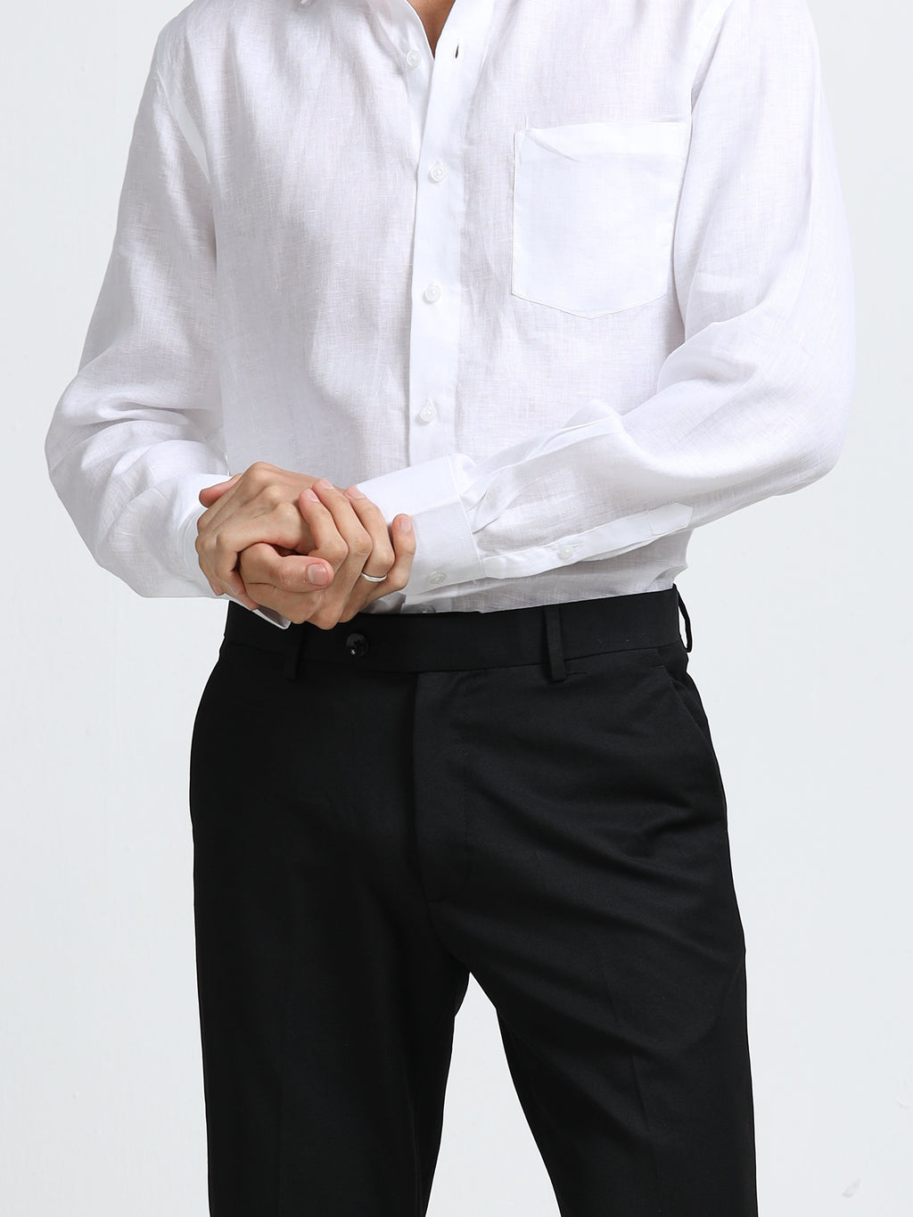 Arctic Breeze White Linen Solid Shirt