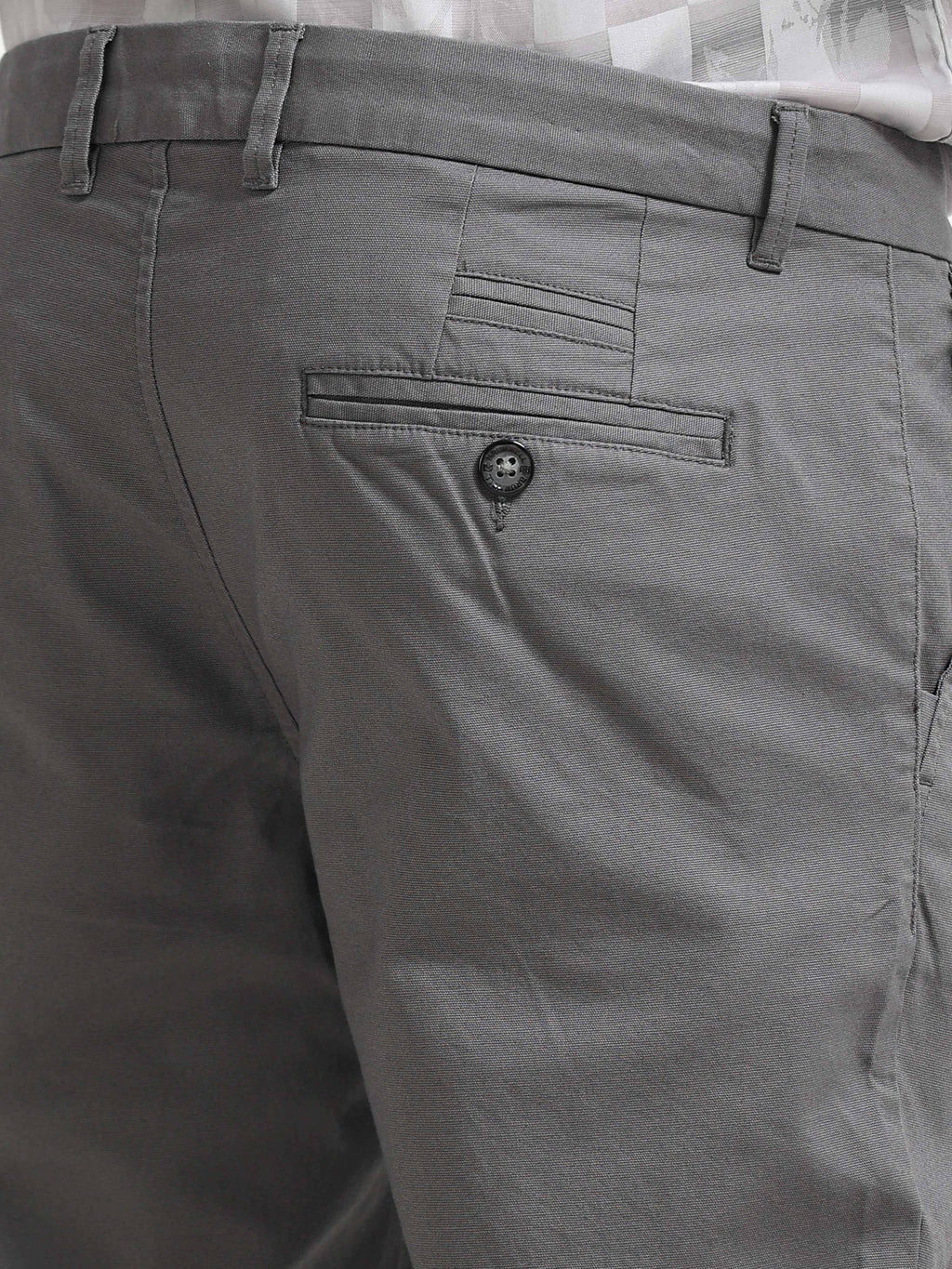 GREY DOBBIES COTTON LYCRA BLEND TROUSER