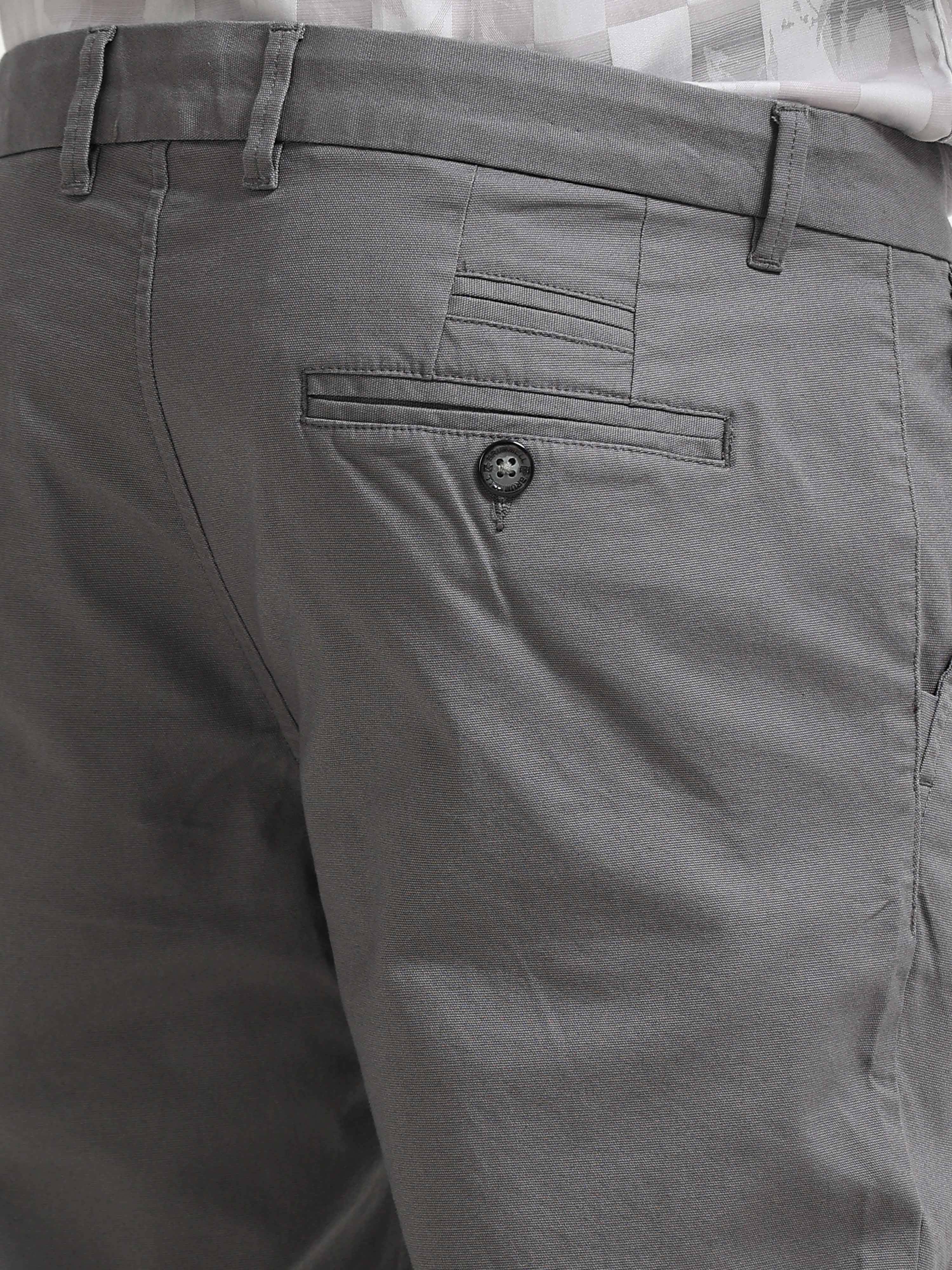 GREY DOBBIES COTTON LYCRA BLEND TROUSER
