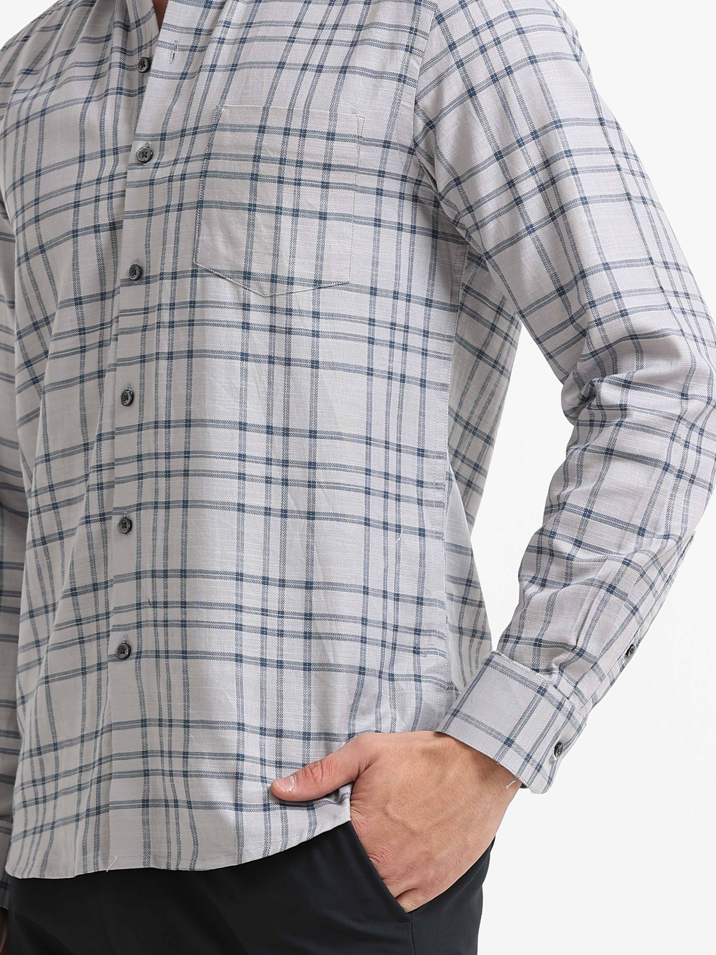 Mist Grey Chevron Check Jacquard Shirt