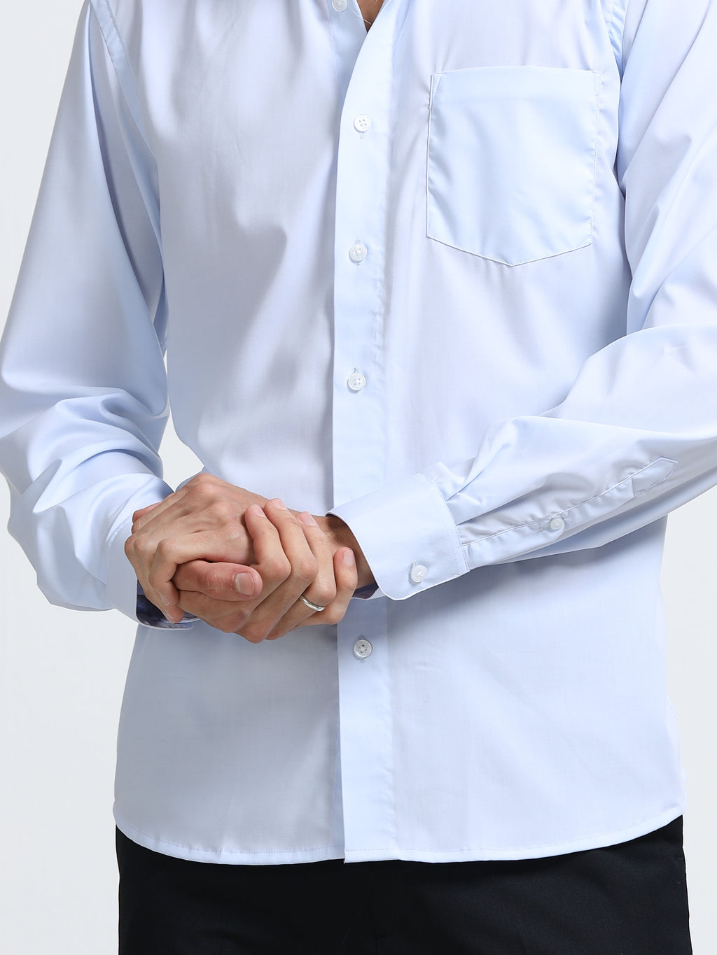 Arctic Mist Cotton Satin Stretch Solid Shirt