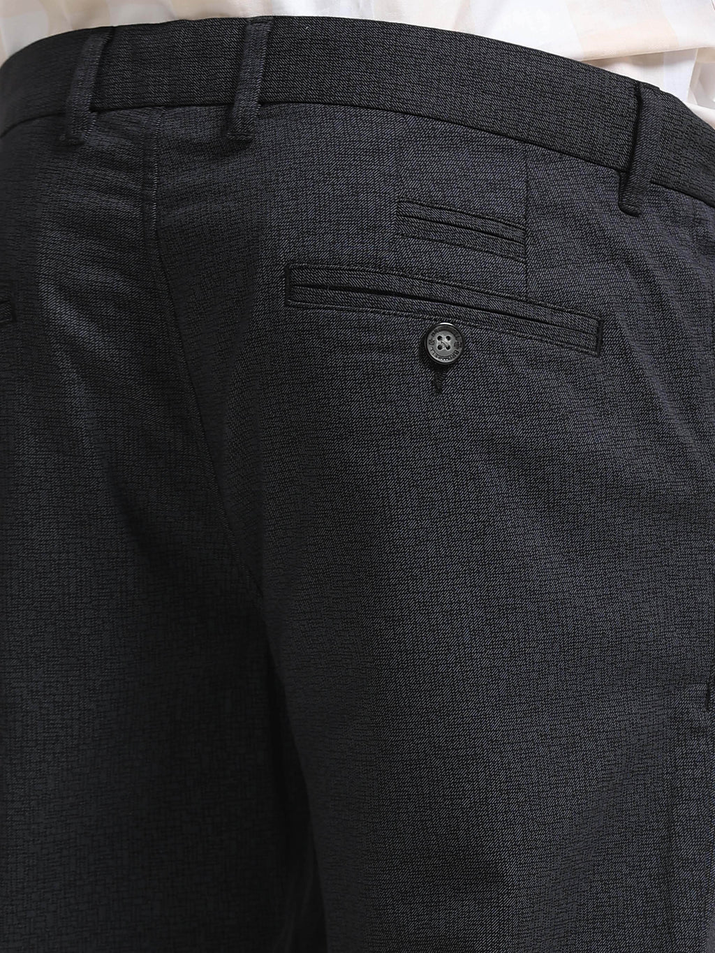 BLACK DOBBIES COTTON LYCRA BLEND TROUSER