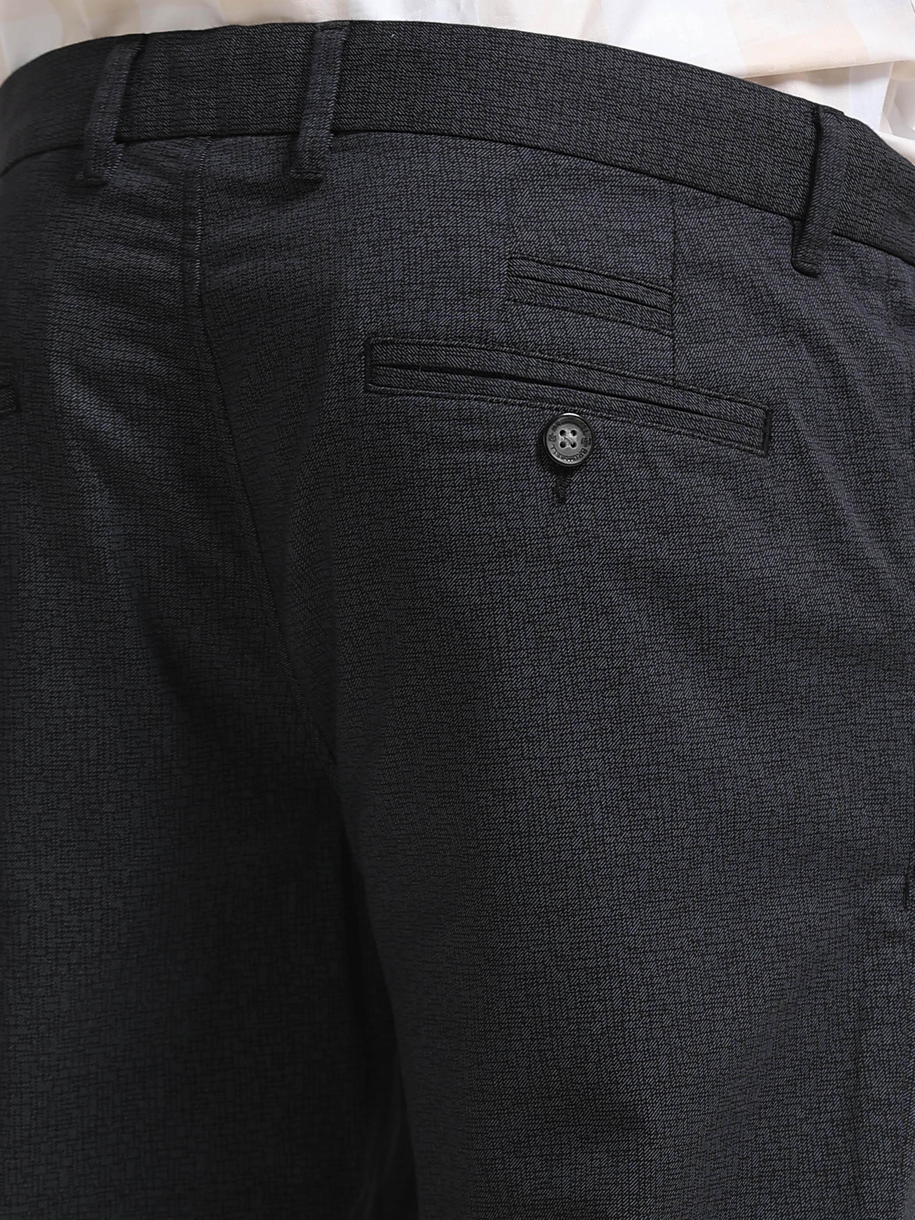 BLACK DOBBIES COTTON LYCRA BLEND TROUSER