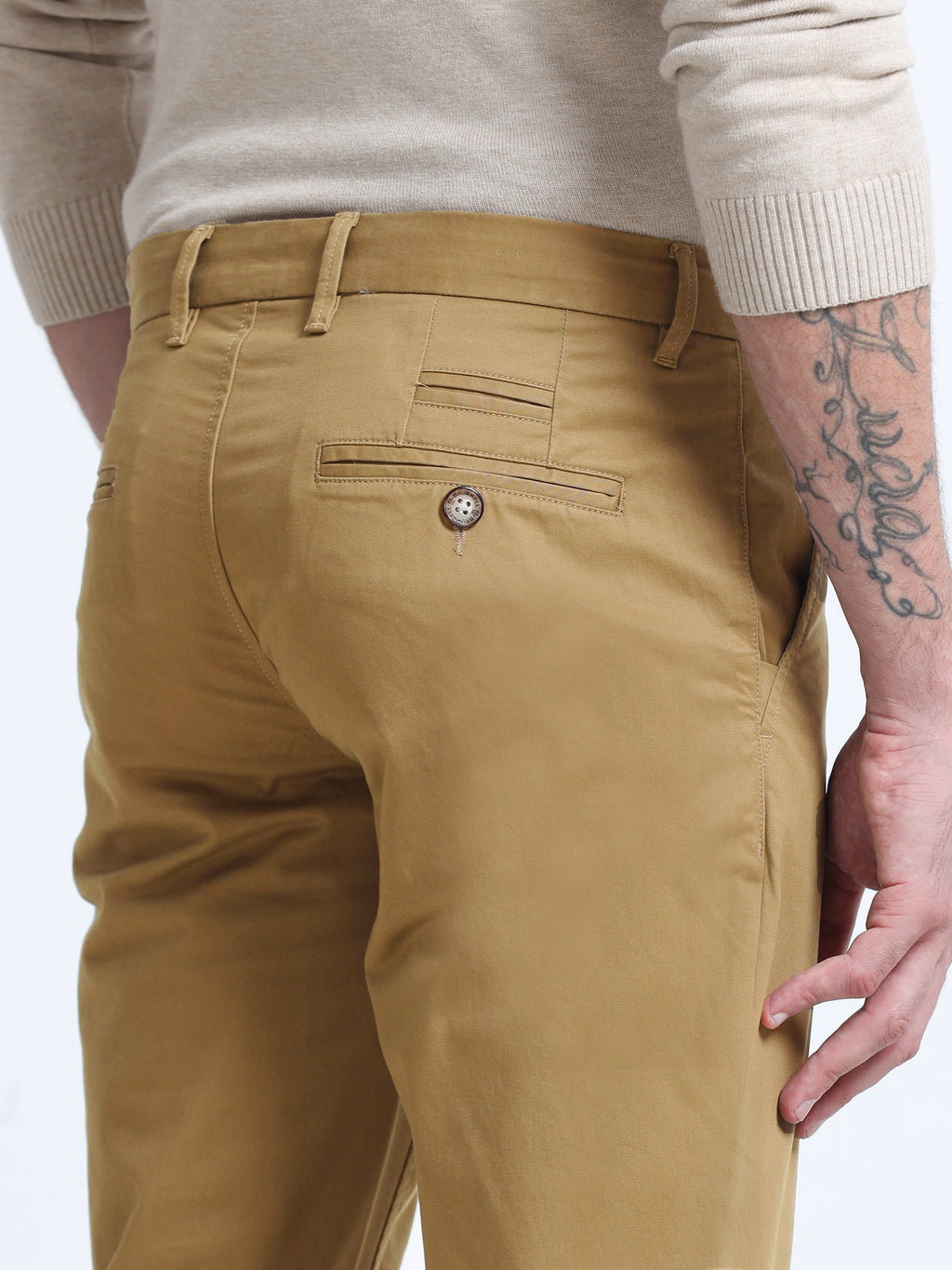 CAMEL BROWN CONVERSE COTTON LYCRA STRECTH TROUSERS