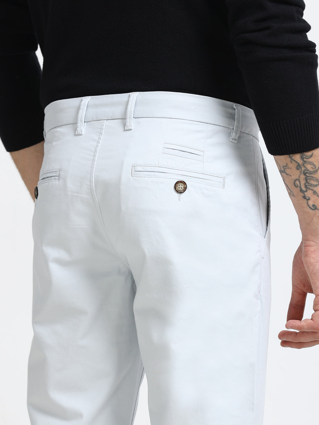 PEARL GREY CONVERSE COTTON LYCRA STRECTH TROUSERS