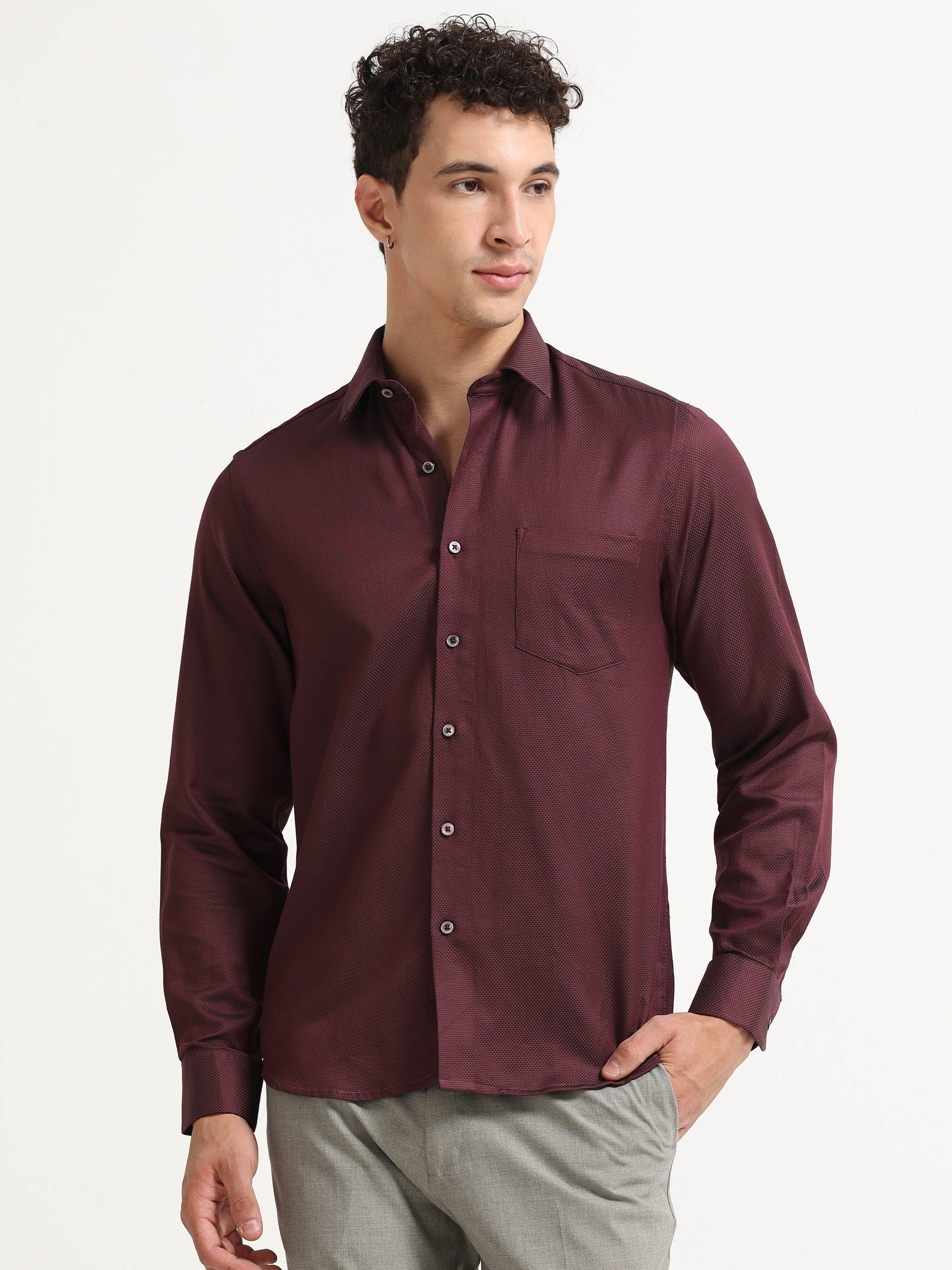 Oxblood Royale Textured Shirt