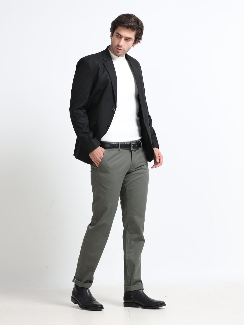 OLIVE GAP TWILL STRETCH TROUSERS