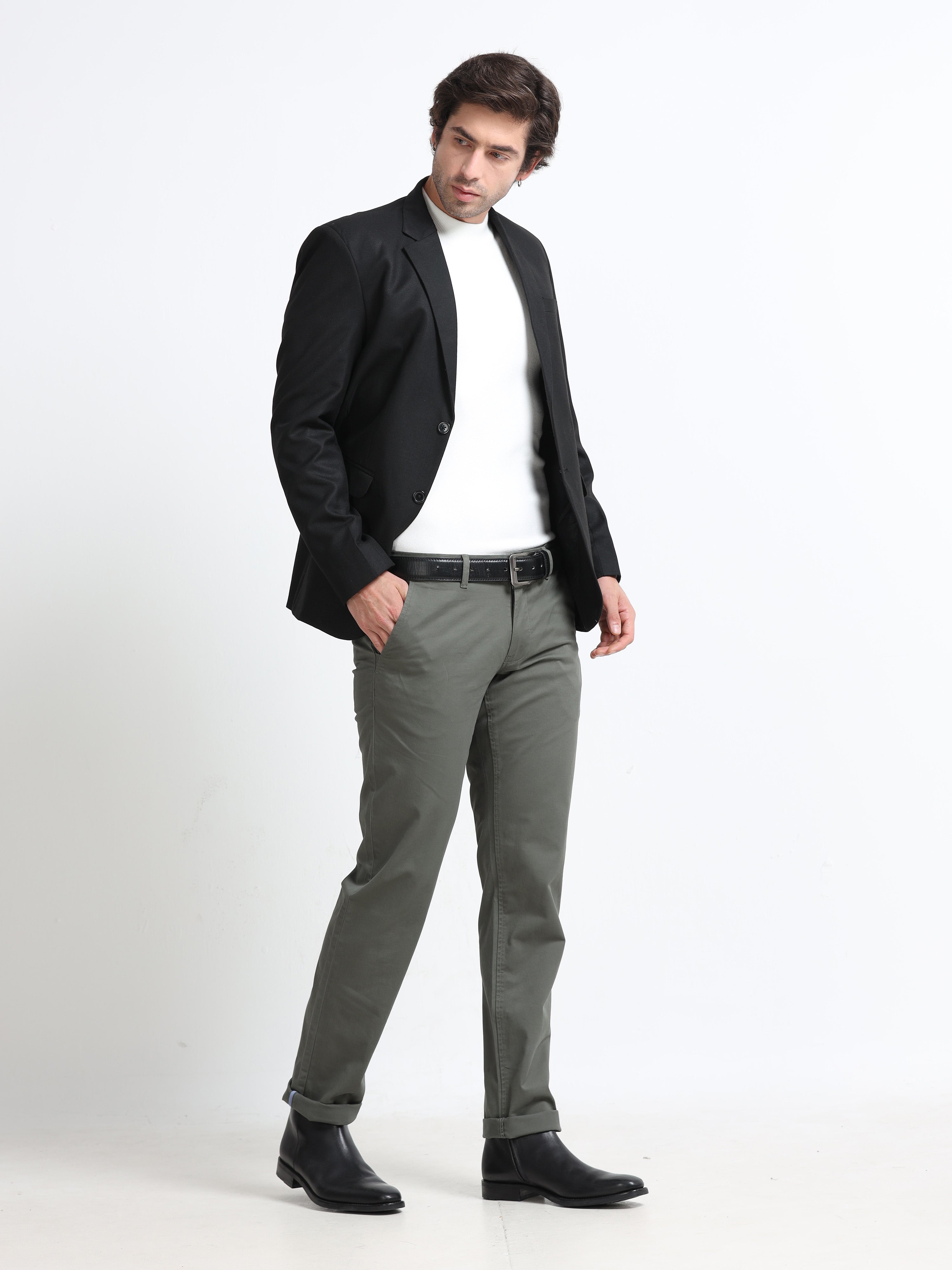 OLIVE GAP TWILL STRETCH TROUSERS