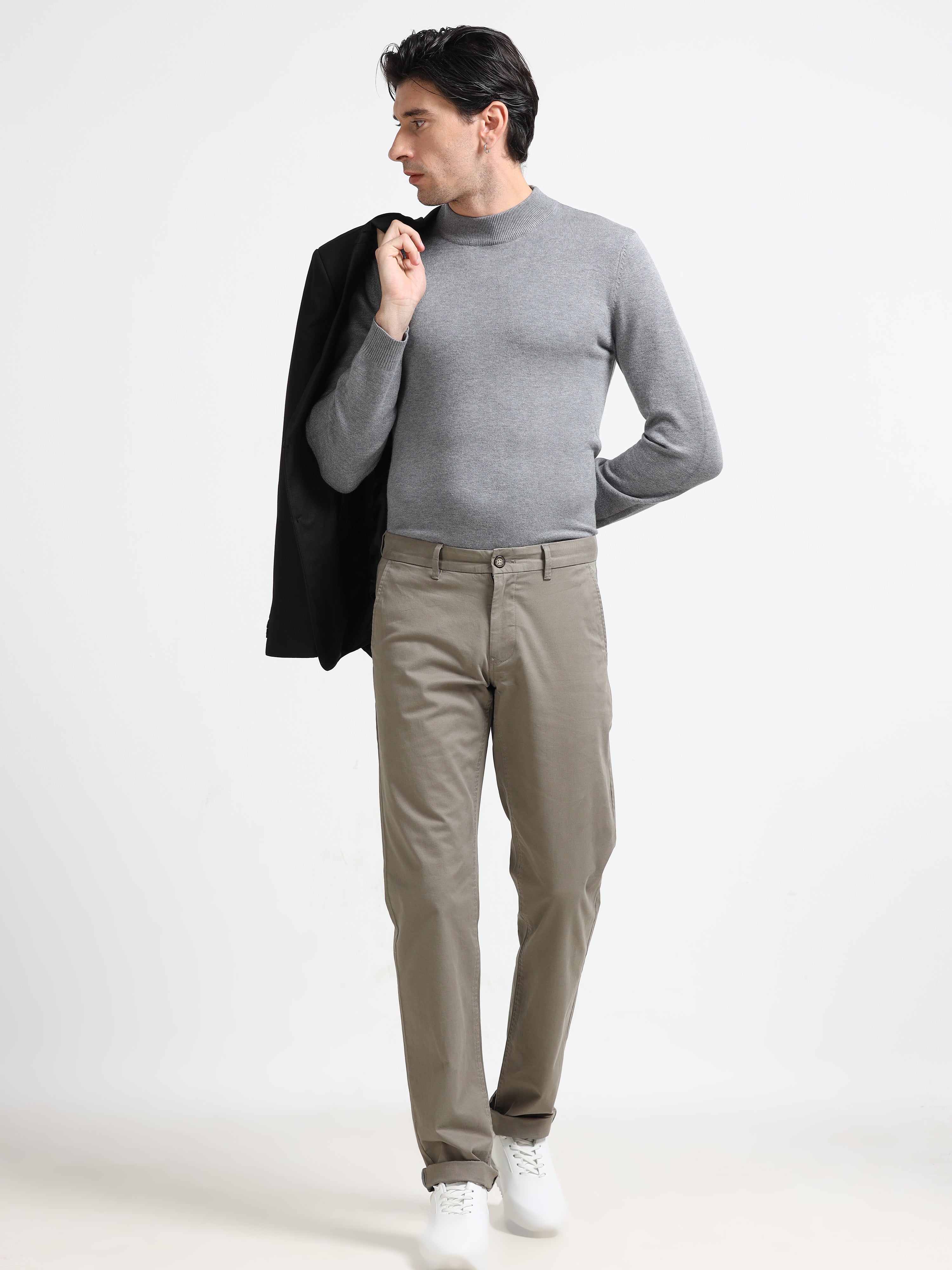 LIGHT KHAKI GAP TWILL STRETCH TROUSERS