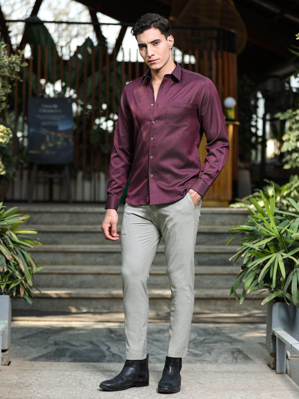 ASH GREY 4 WAY STRETCH VISCOSE BLEND FORMAL PANT