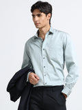Arctic Mint Cotton Satin Stretch Solid Shirt