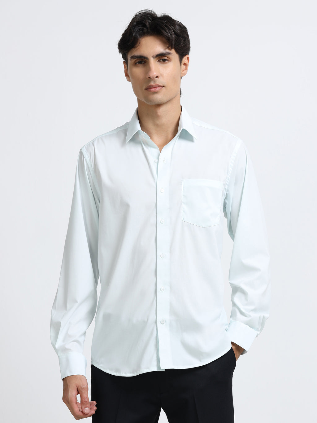 Glacier Peak Cotton Satin Stretch Solid Shirt