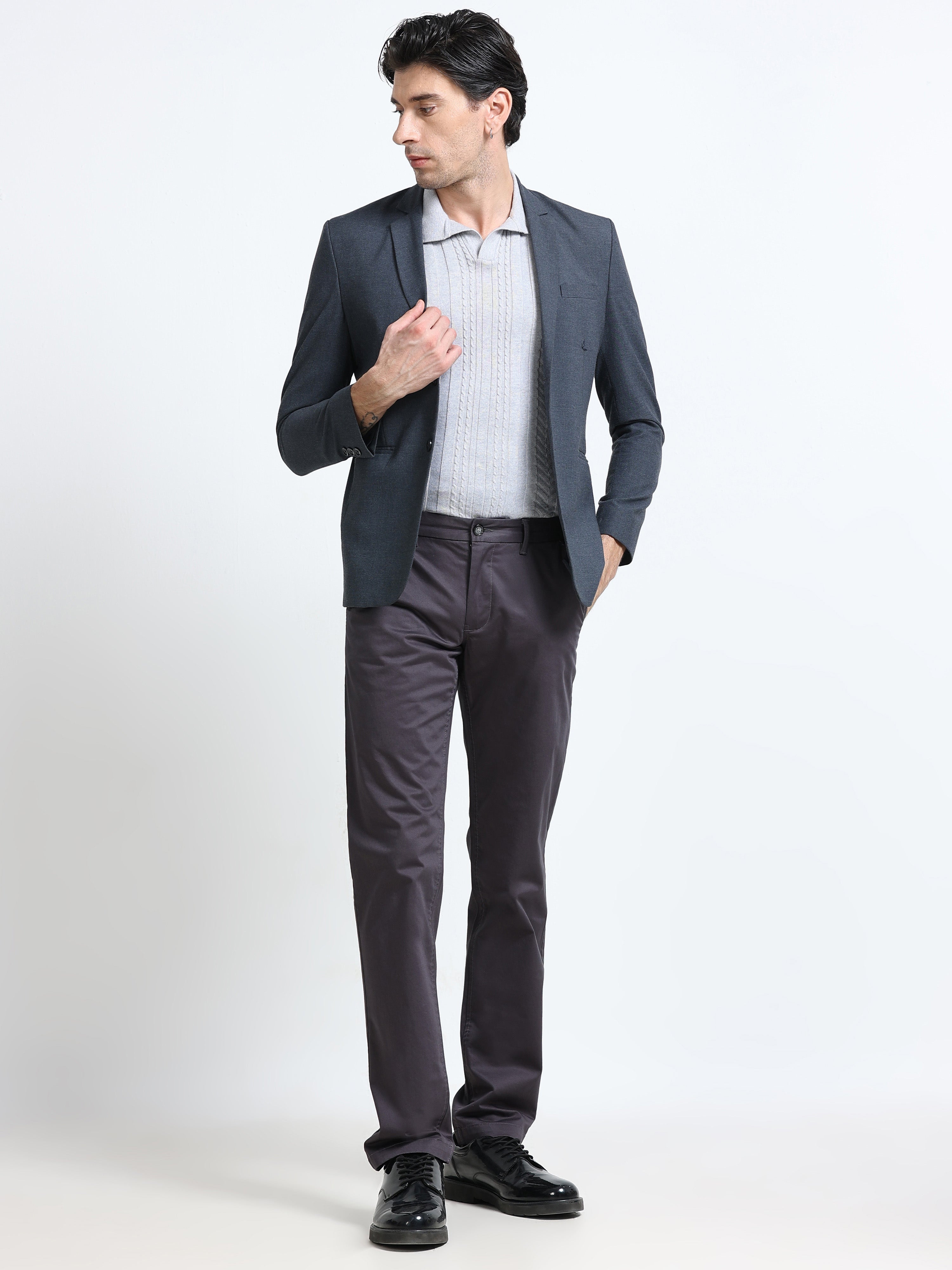 DARK GREY GIZZA COTTON TROUSER