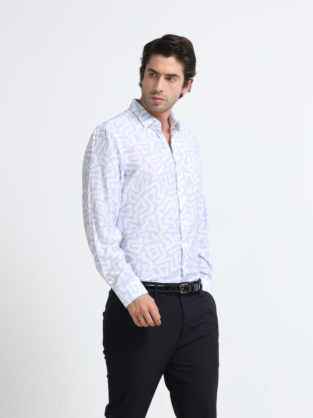 Lavender Mist Abstract Meridian Printed Shirt