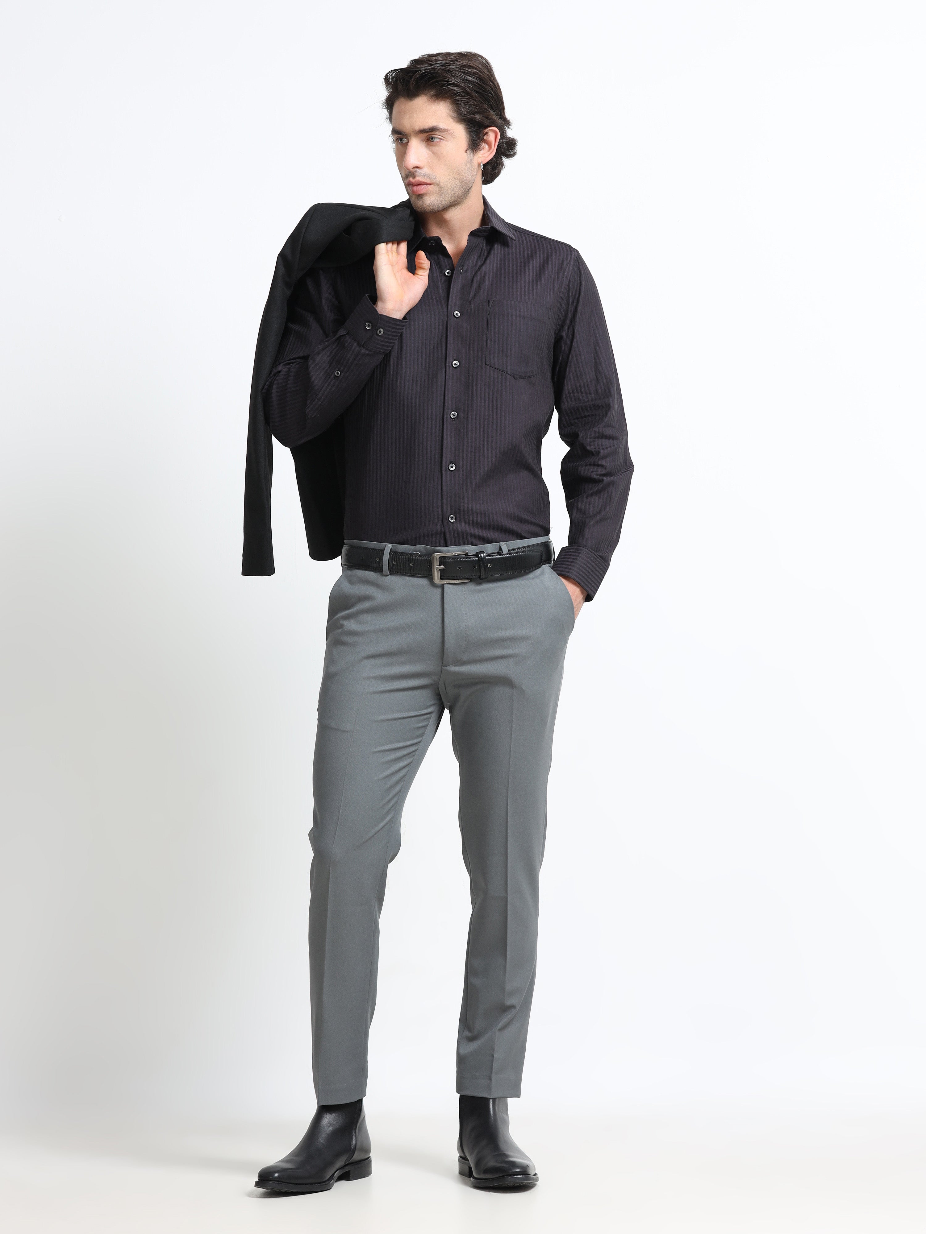 ELEPHANT GREY 4 WAY STRETCH VISCOSE BLEND FORMAL PANT