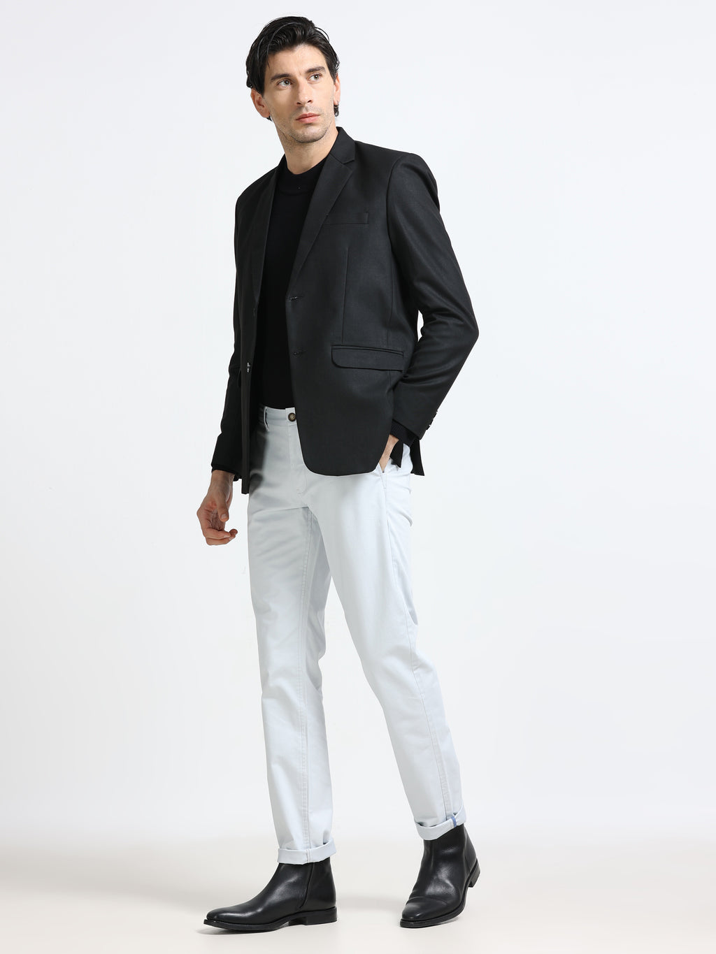 PEARL GREY CONVERSE COTTON LYCRA STRECTH TROUSERS